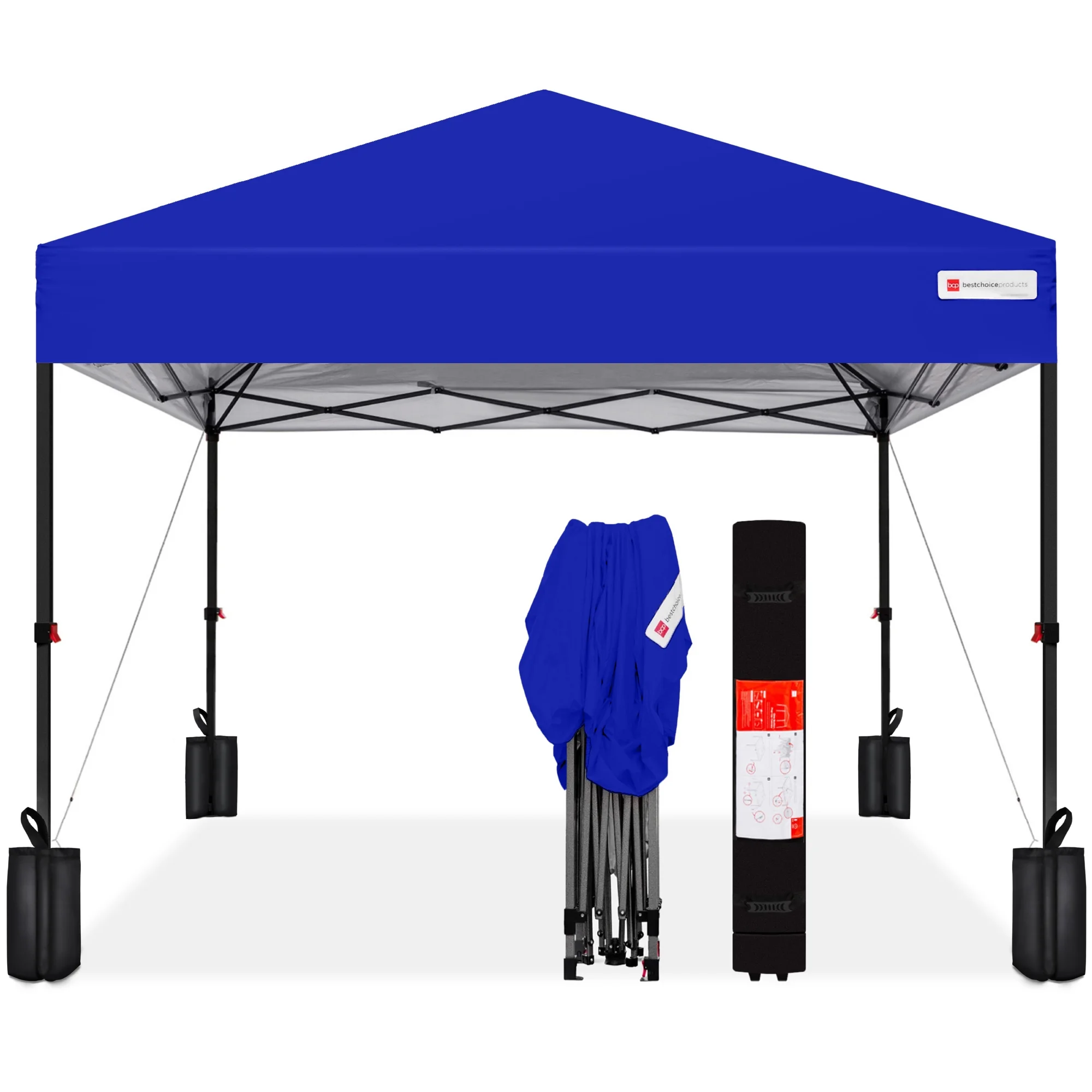 Best Choice Products 10x10ft Easy Setup Pop Up Canopy w/ 1-Button Setup, Wheeled Case, 4 Weight Bags - White - Image 209