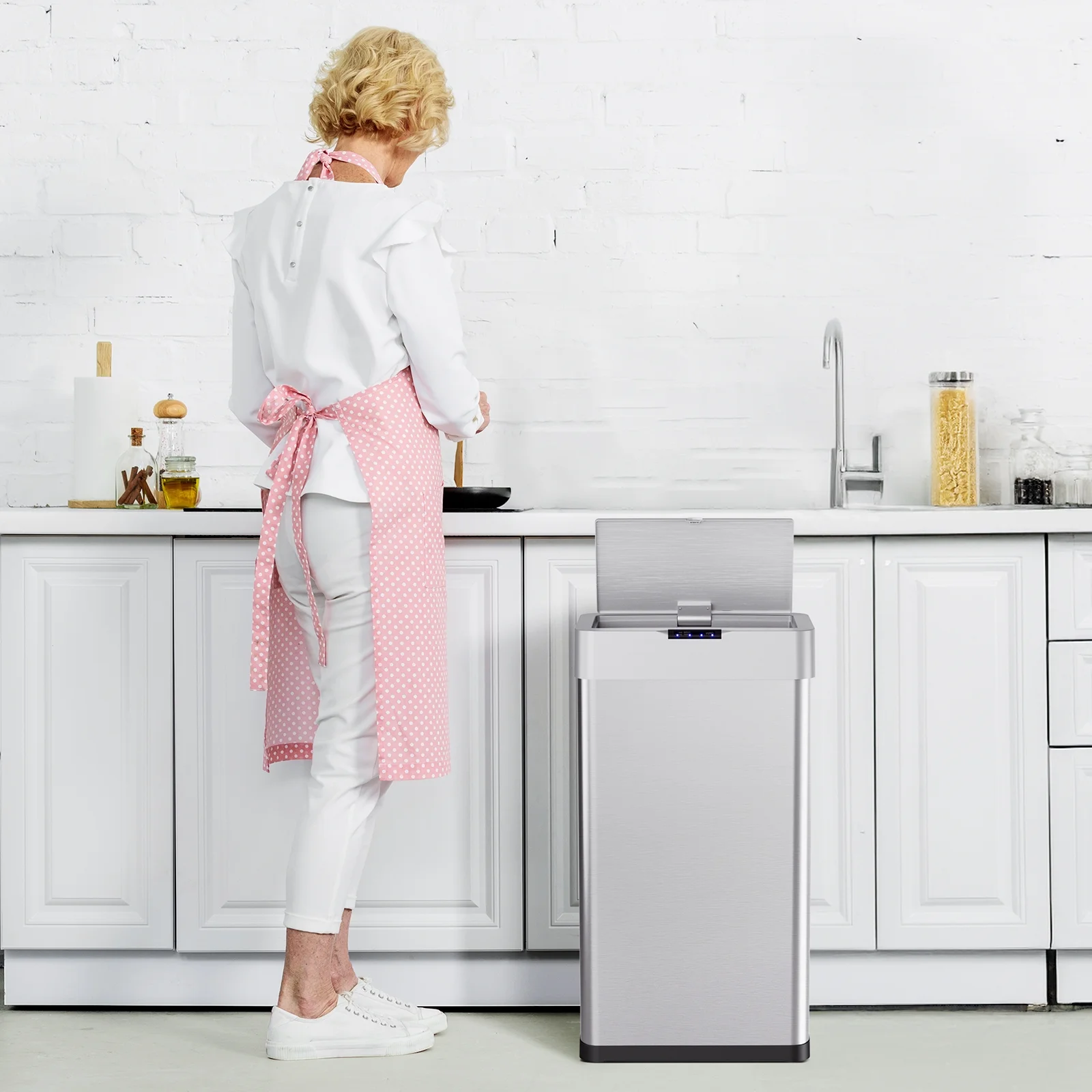 LAZY BUDDY 60 Liter / 16 Gallon Stainless Steel Motion Sensor Trash Can for Kitchen, Bathroom, Rectangular - Image 19