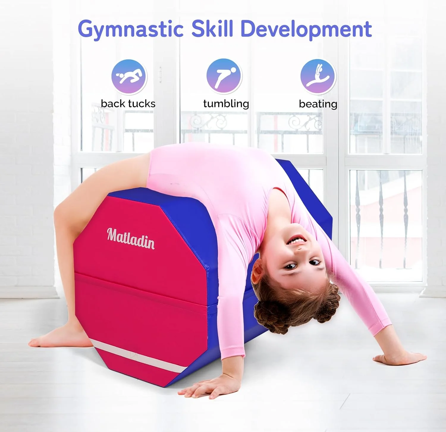 Matladin Octagon Gymnastics Skill Shapes, PVC Pink, 9.7 lb - Image 12