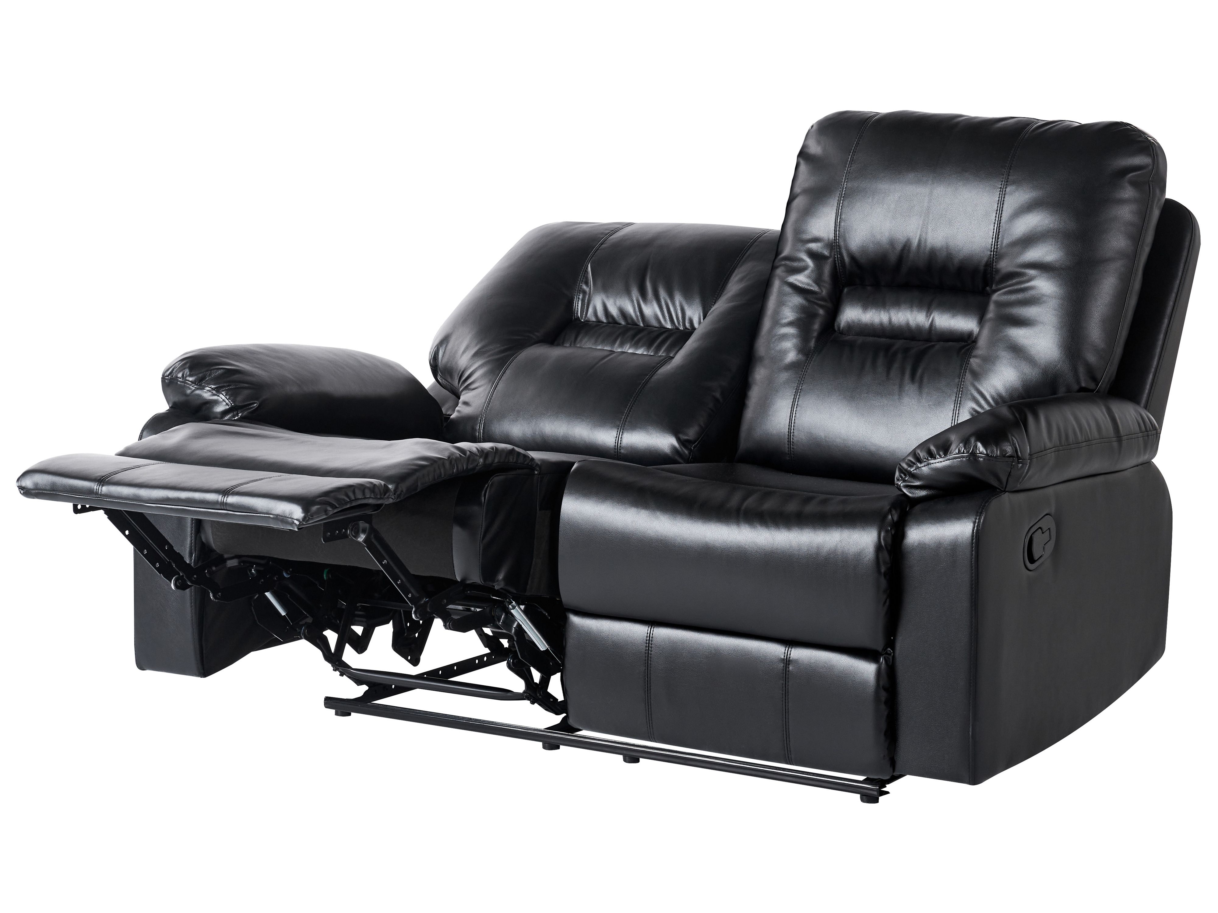 Manual Recliner Sofa 2 Seater BERGEN Faux Leather Black