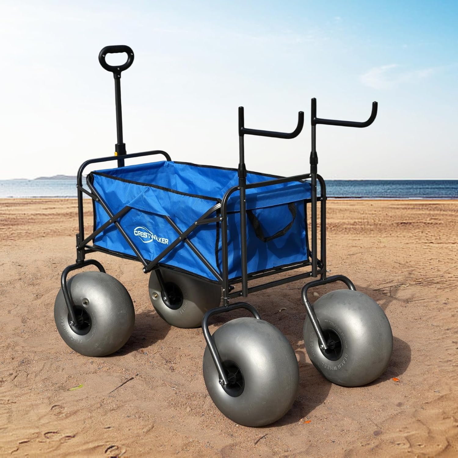 CRESTWALKER Beach Cart With 13in Balloon Wheels, Chair Racks And Pump - Beach Wagon - Image 9 CRESTWALKER Beach Cart With 13in Balloon Wheels, Chair Racks And Pump - Beach Wagon - Image 9