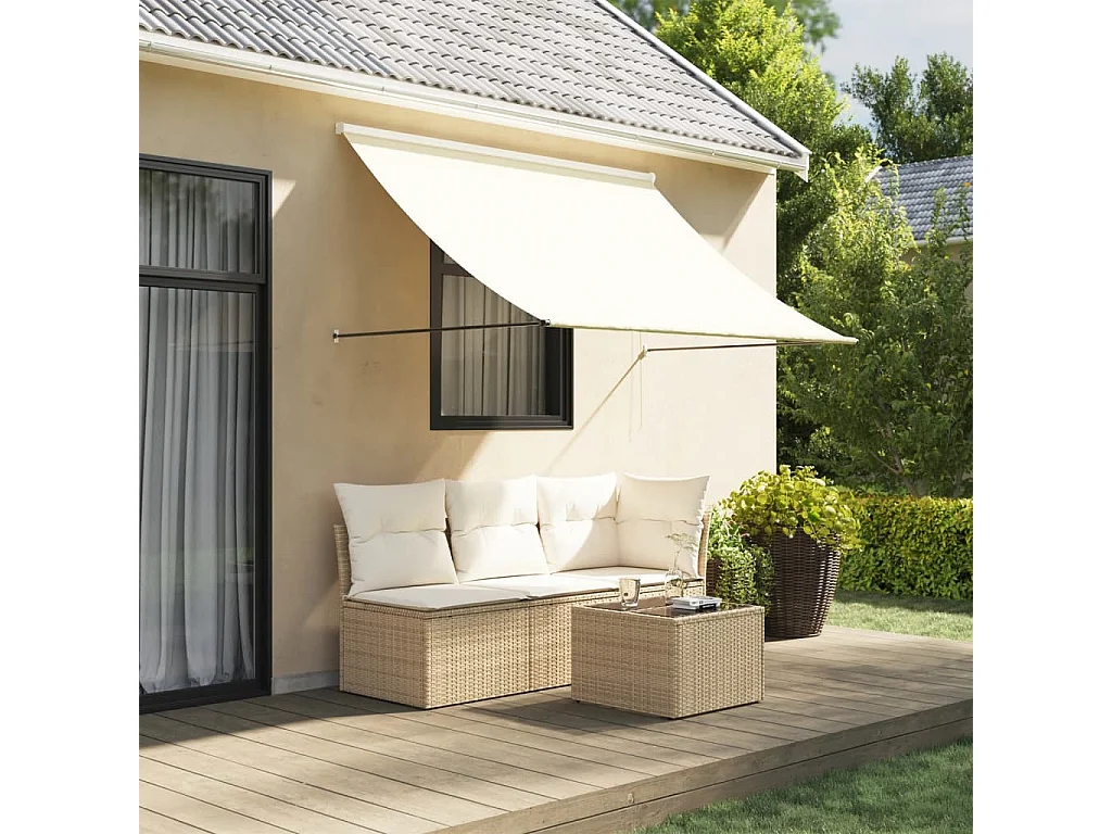 Auvent rétractable crème 200x150 m tissu et acier FR51446