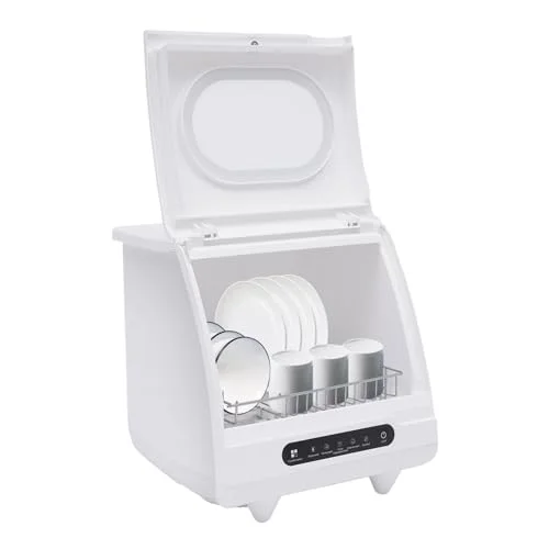 Portable Mini Dishwasher Countertop, 1200W 5 Washing Programs Display Washing Programs Table Top Dishwasher, With 360��Dual Spray, Portable Compact Dishwasher, L15.7xW15.7xH17.72in