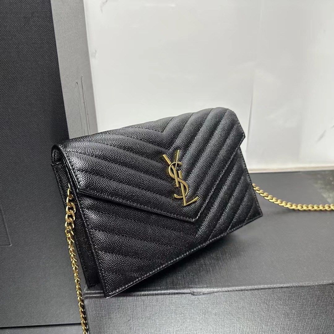 YSL Chain Shoulder Bag - Black Leather & Gold Hardware1:1High-quality replica