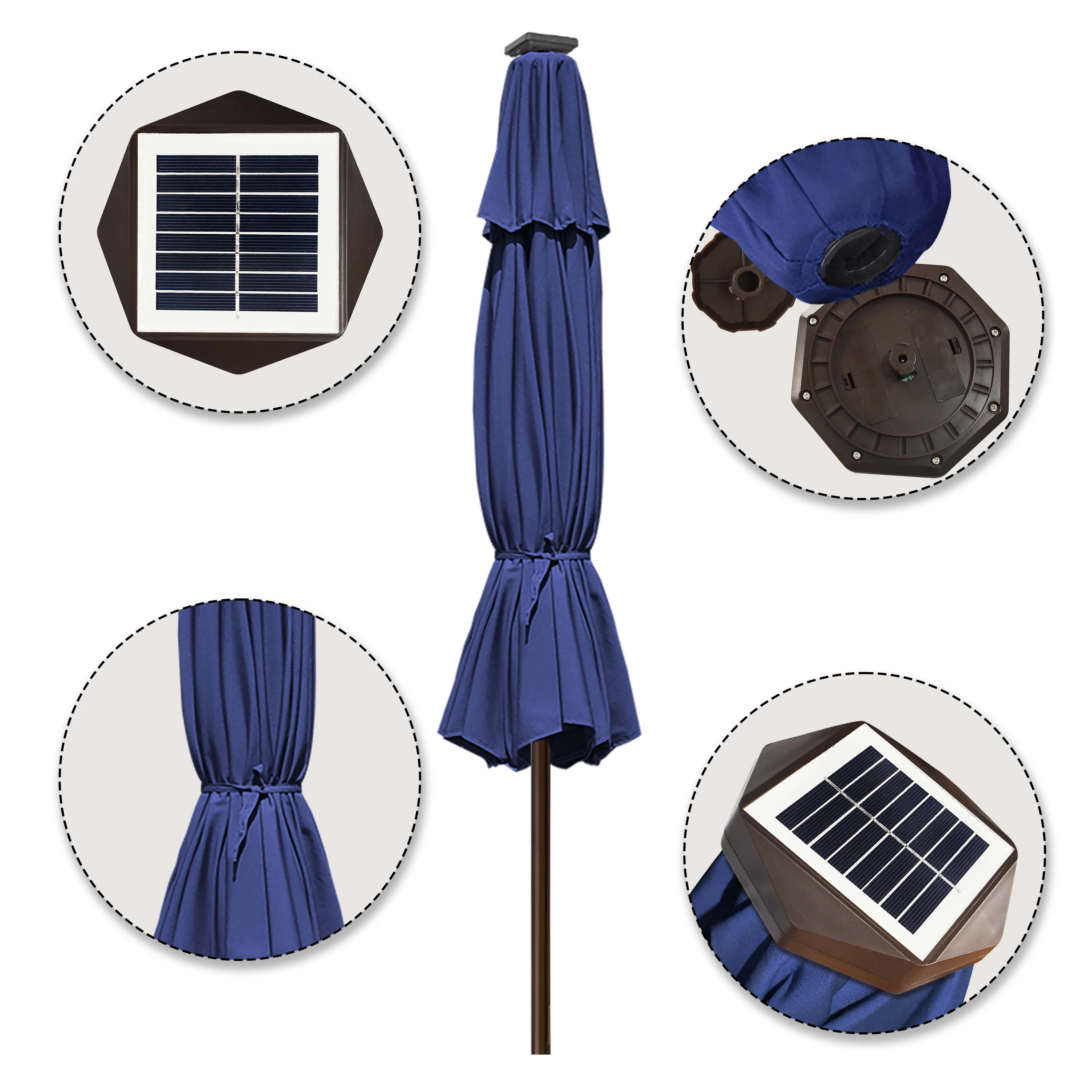 EliteShade Sunbrella Solar Umbrellas 9ft Market Umbrella with 80 LED Lights Patio Umbrellas Outdoor Table Umbrella with Ventilation and 5 Years Non-Fading Top,Ruby - Image 43
