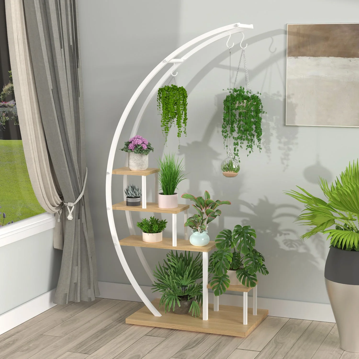 5 Tier Metal Plant Stand Indoor Curved Circular Display Book Shelf Storage - Image 6