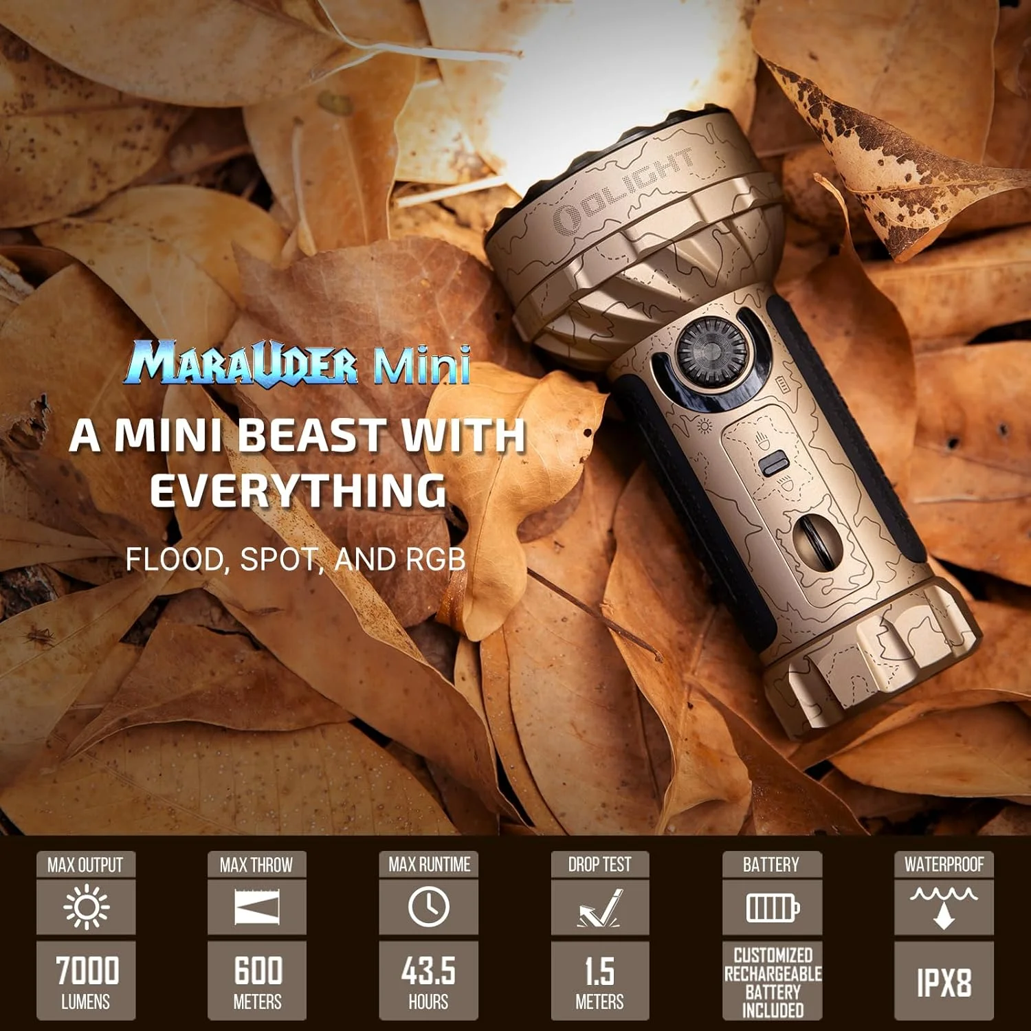 OLIGHT Marauder Mini 7,000 Lumens Bright Flashlight with 600 Meters Beam Distance, Powerful RGB Lights, Magnetic Rechargeable for Outdoors Work, Hunting, and Searching(Black) - Image 32