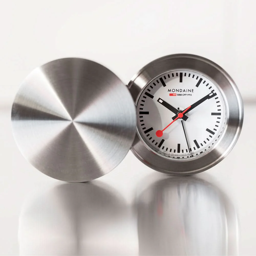 Mondaine MSM.64410 Travel Alarm Clock • SBB Design • 50mm
