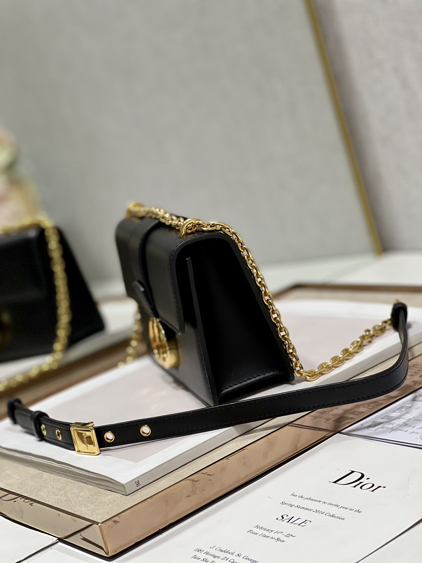 Dior Christian Dior 30 Montaigne East West Bag With Chain Black For Women 8.5in/21.5cm1:1High-quality replica