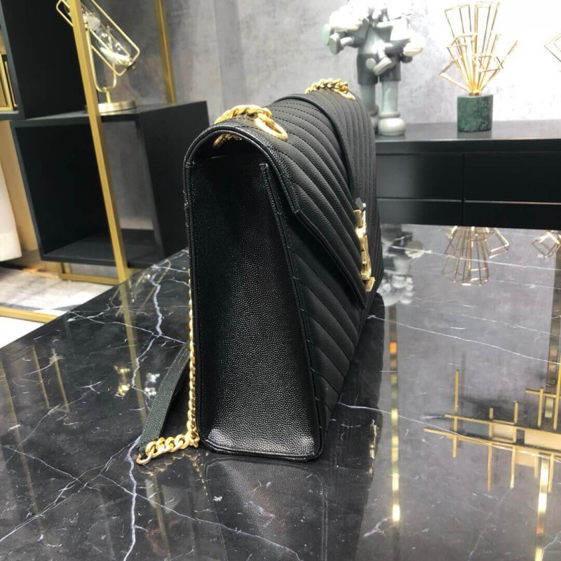 Replica Saint Laurent Grain Leather Large Envelope Chain Bag 396910 Black1:1High-quality replica