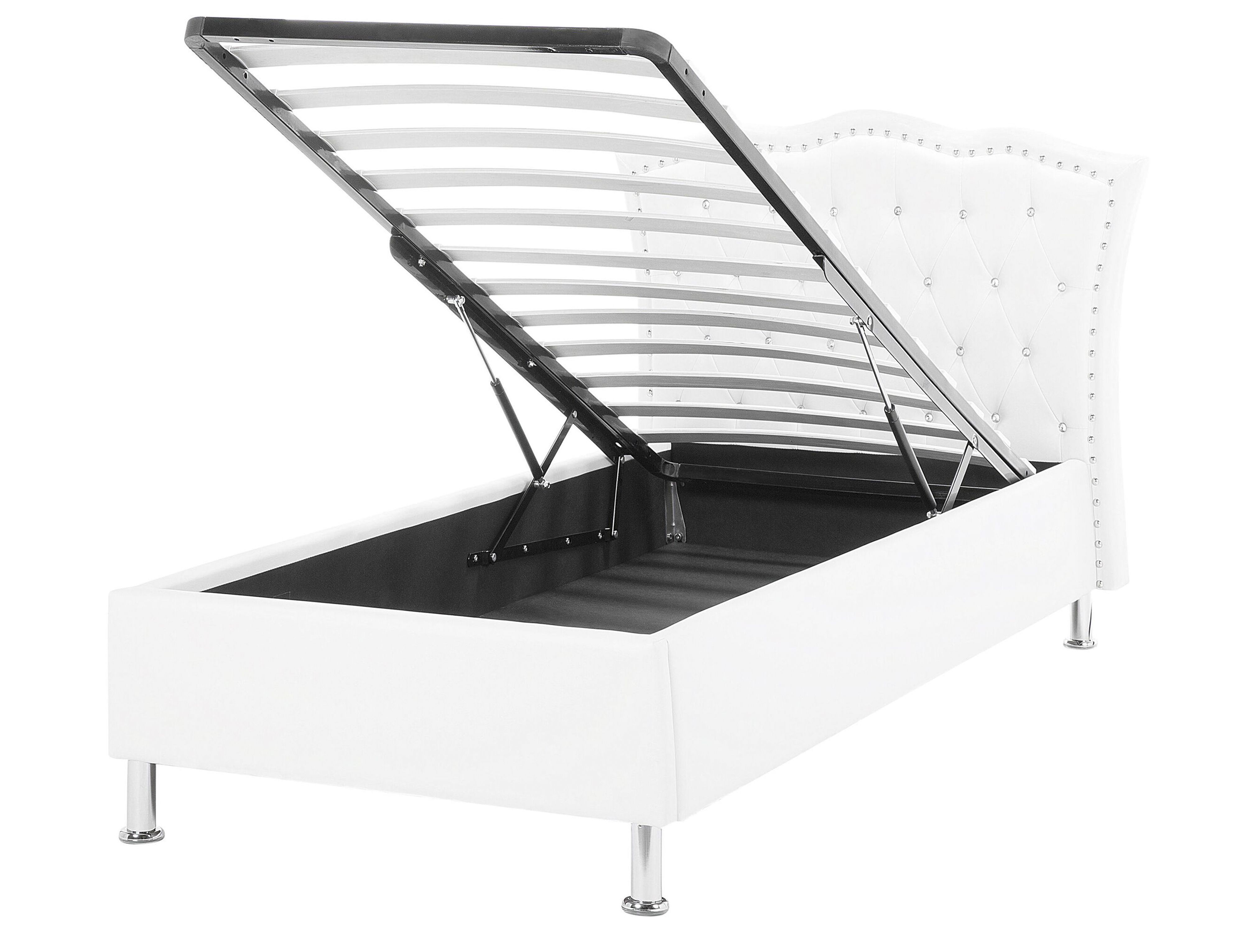 Ottoman Bed Faux Leather METZ 90 x 200 cm (EU Single) White
