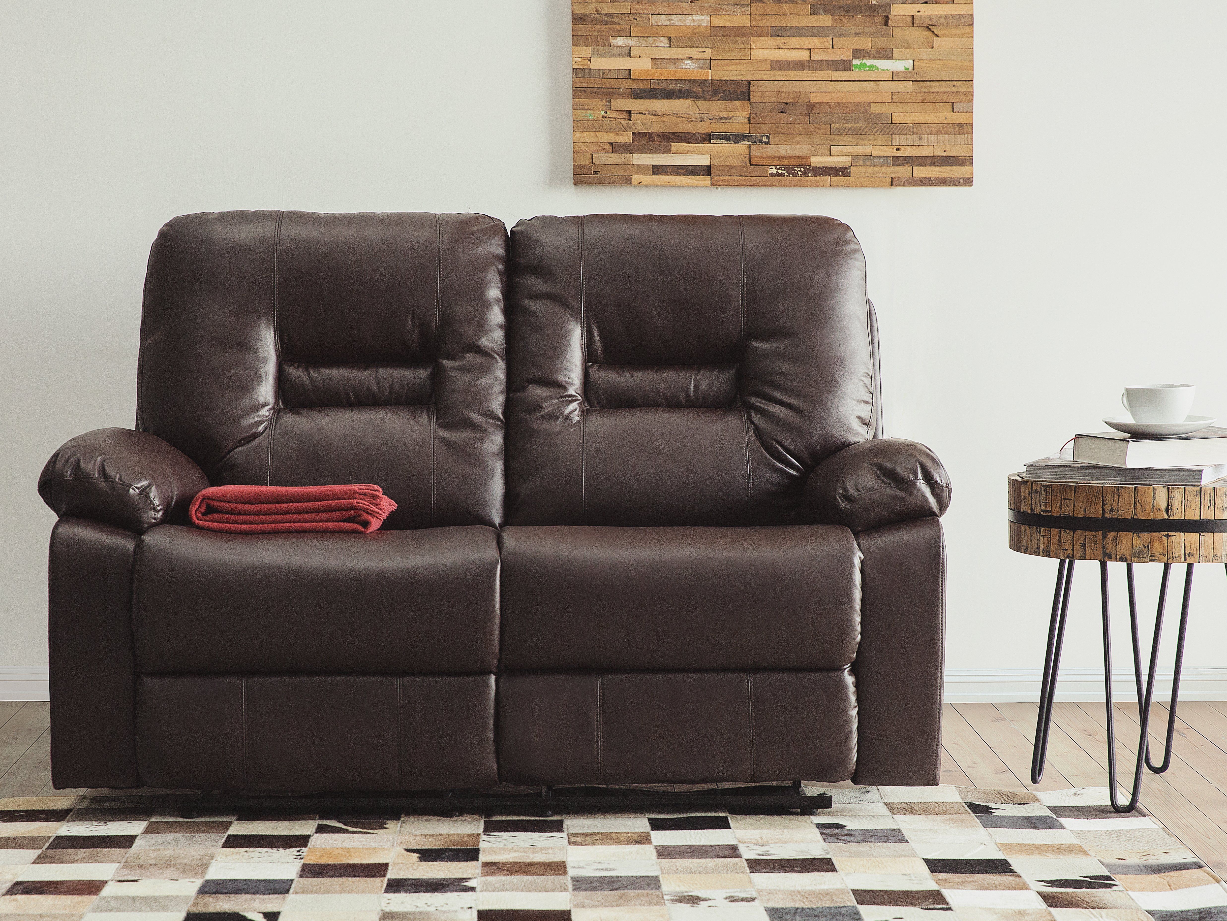 Manual Recliner Sofa 2 Seater BERGEN Faux Leather Brown