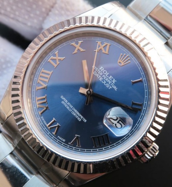 Replica Rolex DateJust 41mm 116334 SS Blue Dial Roman Markers SS Bracelet A3136 - Elite Watch Atelier