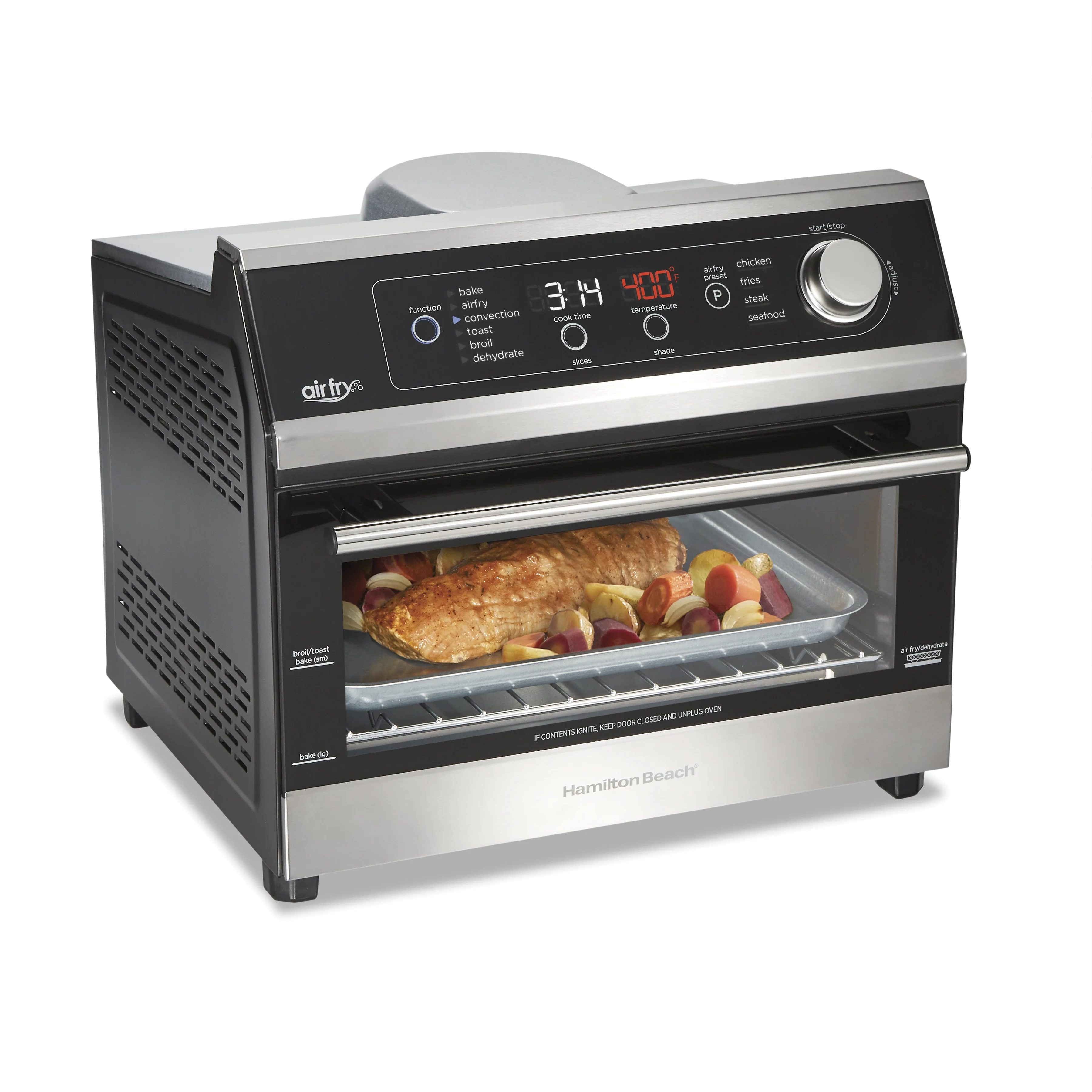 Hamilton Beach Digital Air Fryer Toaster Oven Combo, 10 Ways to Cook, 4 Preset Functions, 1800 Watts, Stainless Steel
