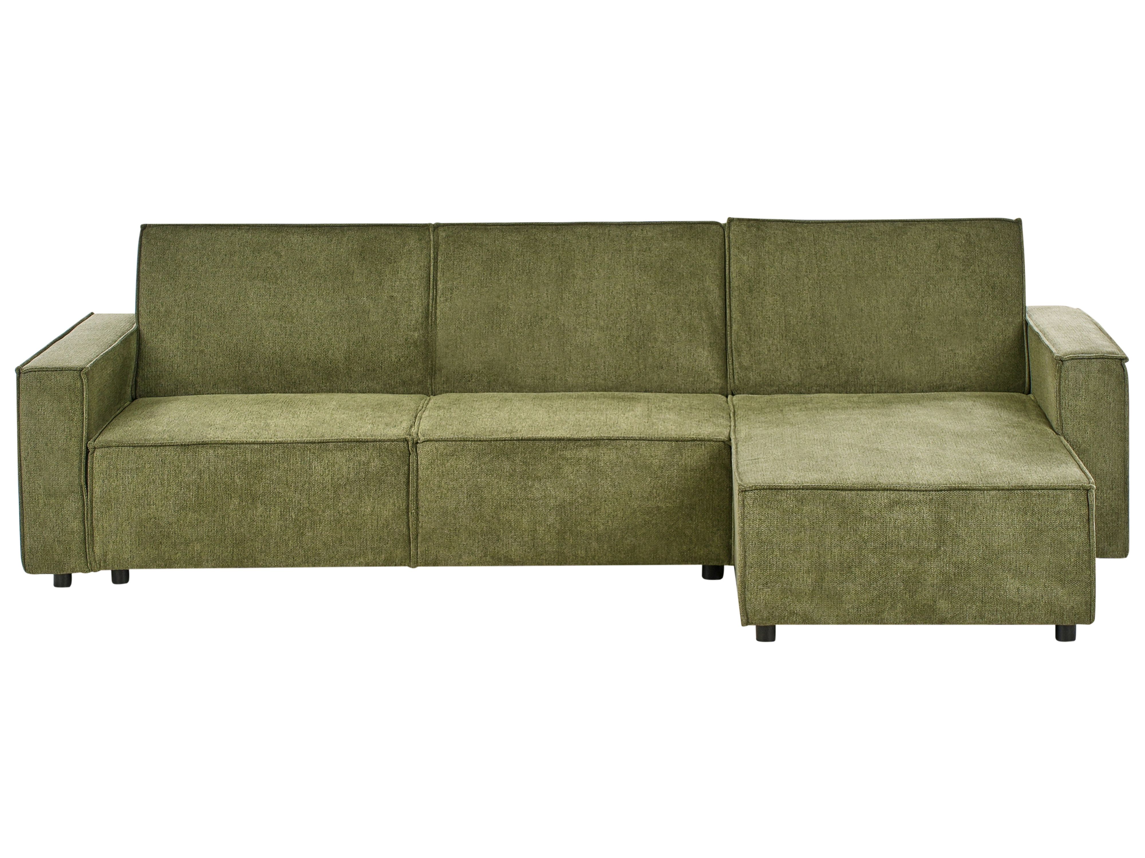 Corner Sofa Bed 3 Seater ROMEDAL II Fabric Dark Green Left Hand