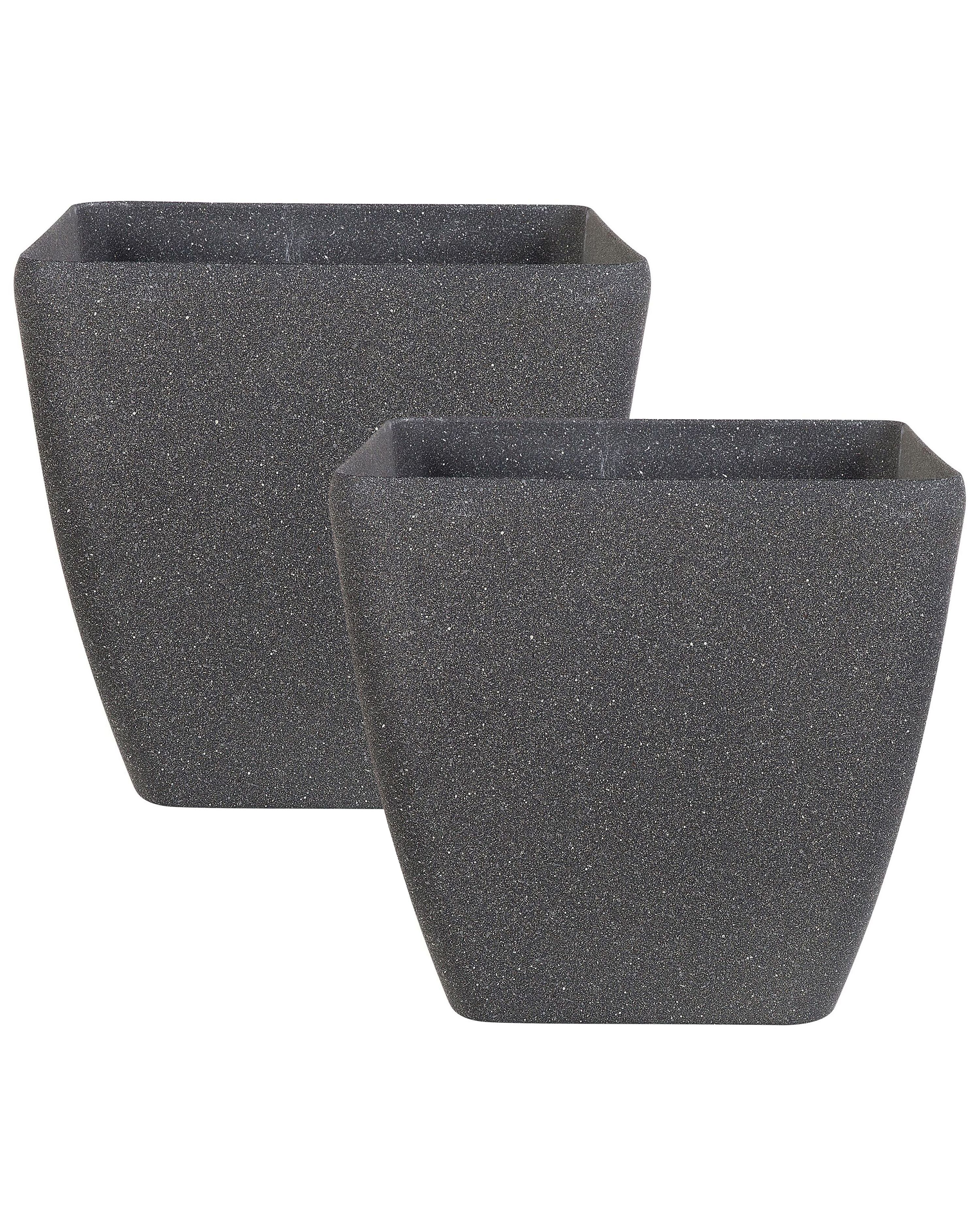 Set of 2 Plant Pots ZELI 49 cm Dark Grey