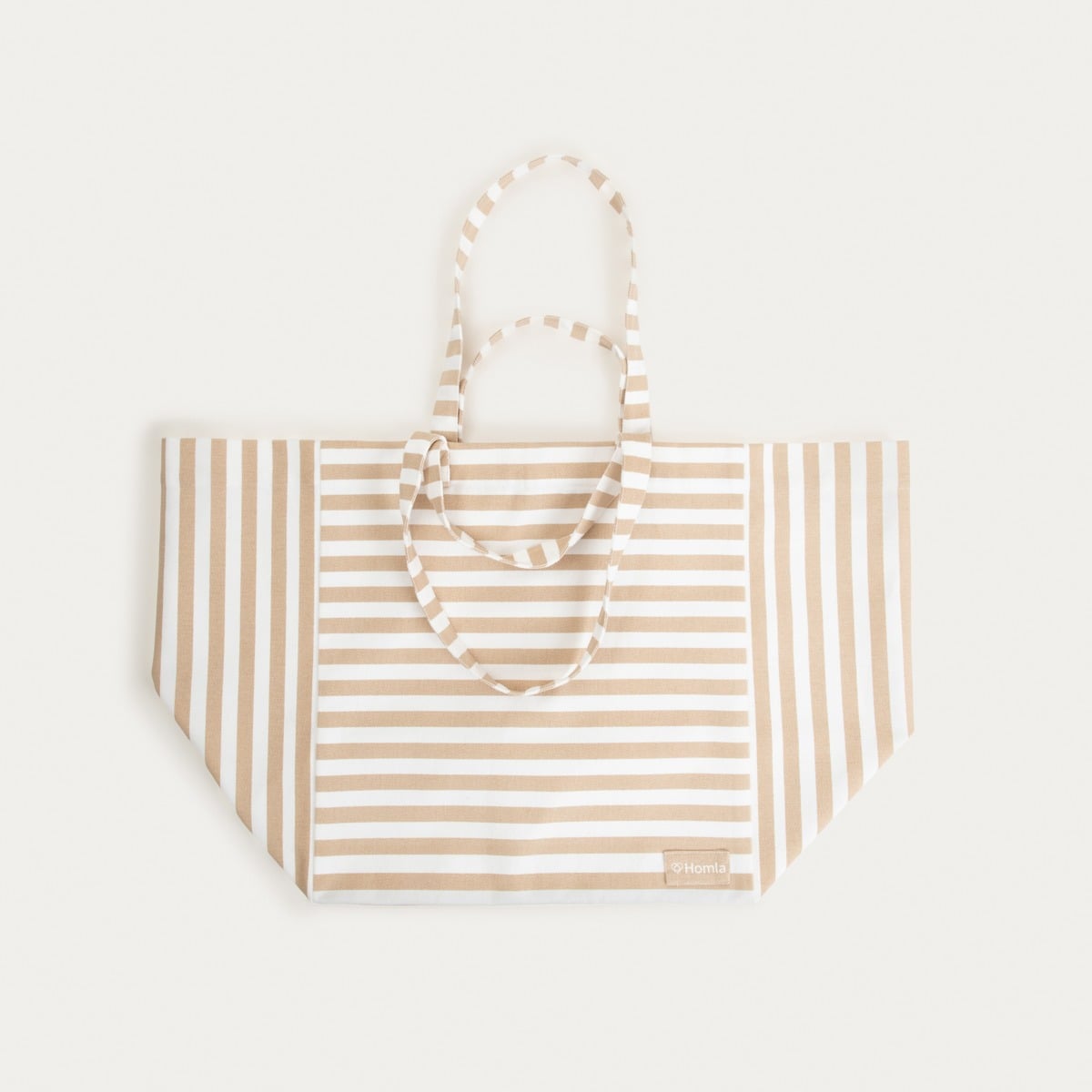 Torba plażowa TAVI bawełniana w beżowe paski 40x42x30cm