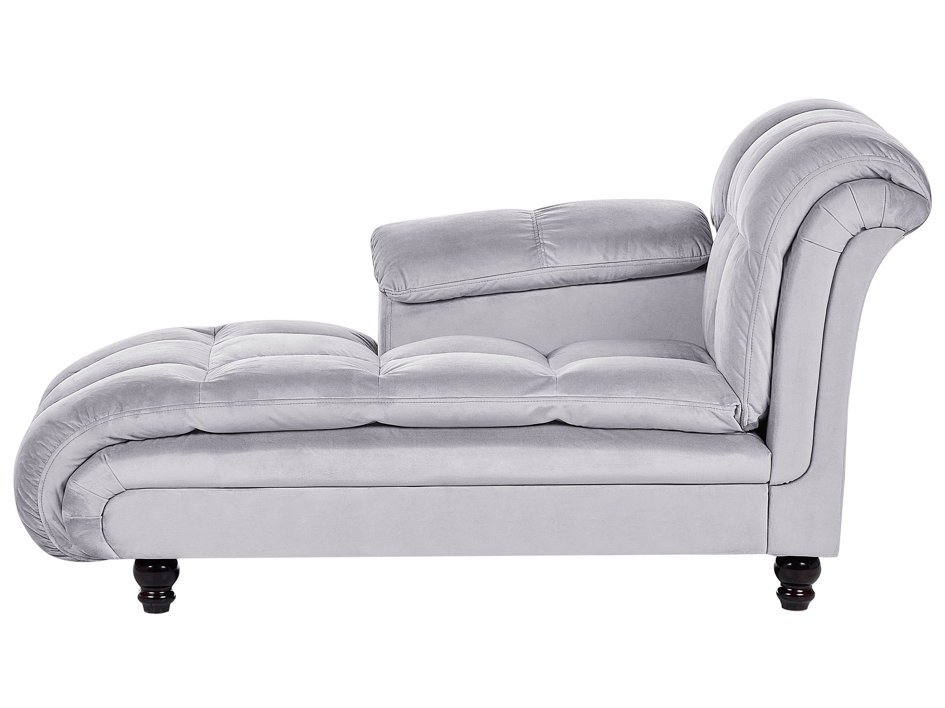 Right-Hand Chaise Lounge LORMONT Velvet Light Grey