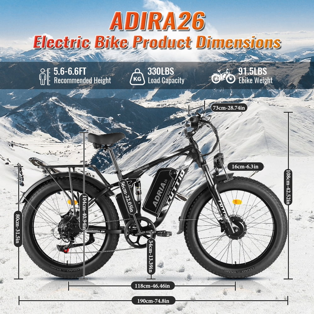TUTTIO Adria26 5000W Electric Mountain Bike for Adults, 26" Fat Tire E-Bike for Men, 7 Speed, Max 46Mph - Image 7
