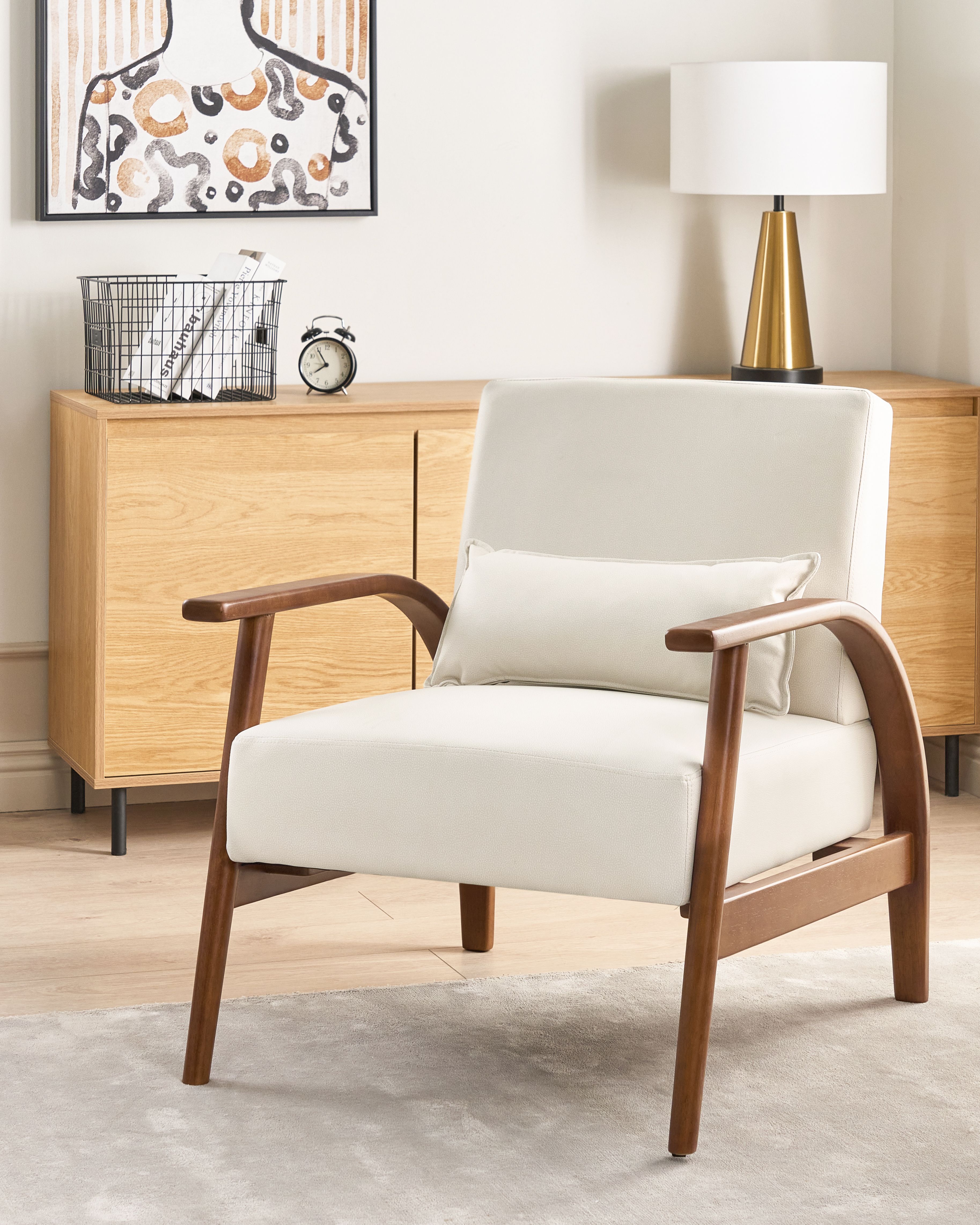 Armchair SKARA Faux Leather Off-White