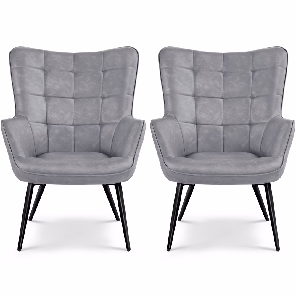 Alden Design Mid-Century Modern Faux Leather Wingback Accent Chair, Brown - Image 3