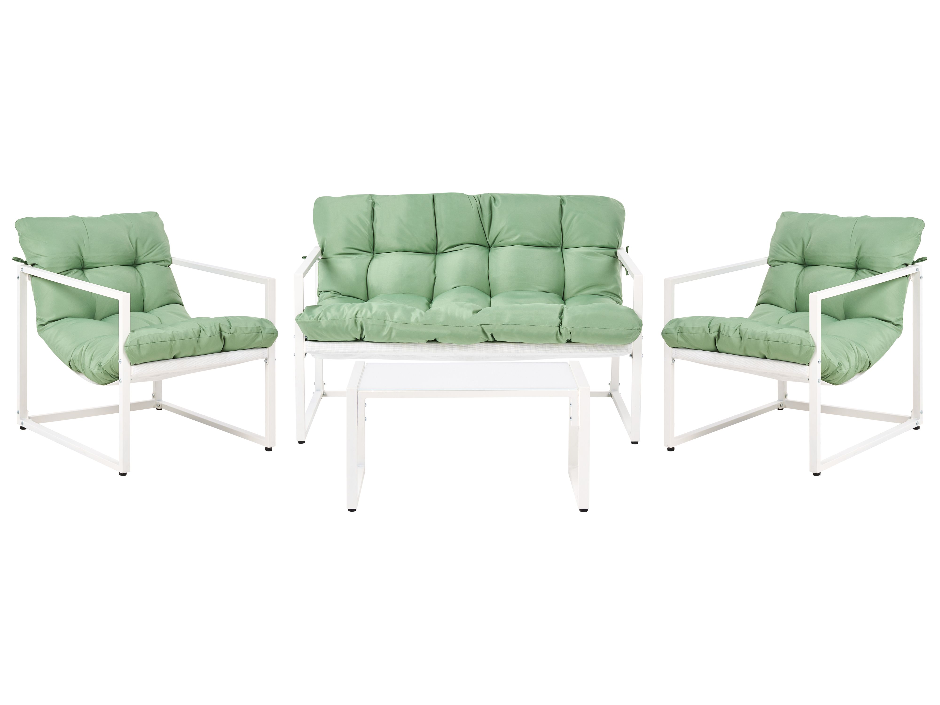 Garden Lounge Set with Table 4 Seater GARDA Metal Green