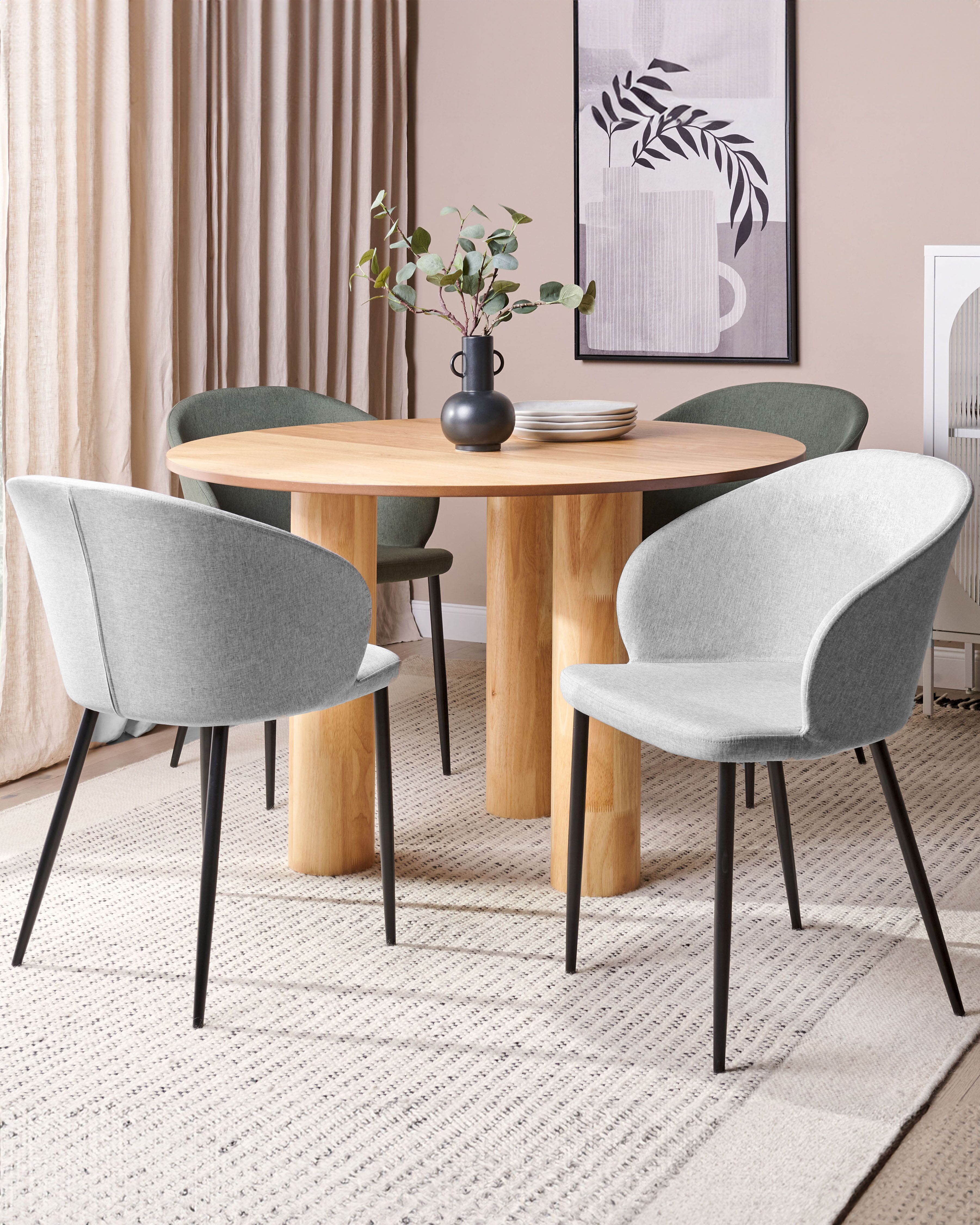 Set of 2 Dining Chairs MASON Fabric Light Grey