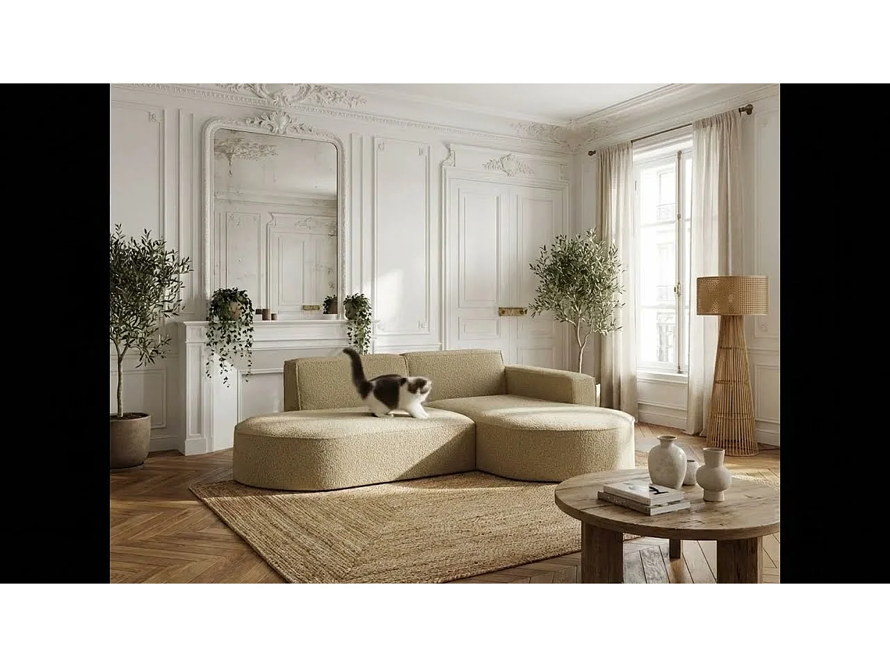 Canapé d'angle Parma Studio, pour salon, tissu Quelle, gauche, beige foncé (18)