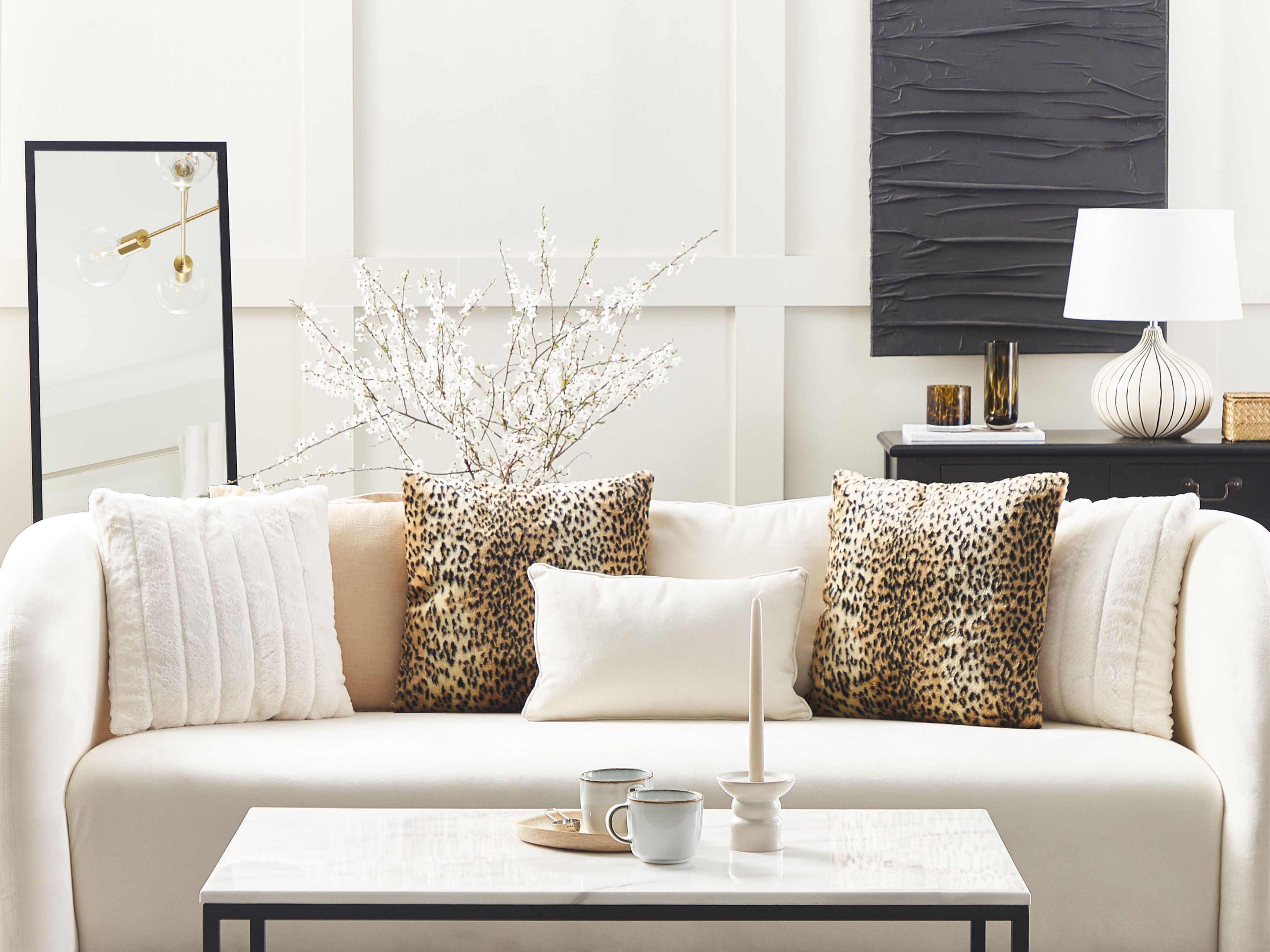 Set of 2 Decorative Cushions FOXTAIL Faux Fur 45 x 45 cm Brown Animal Pattern