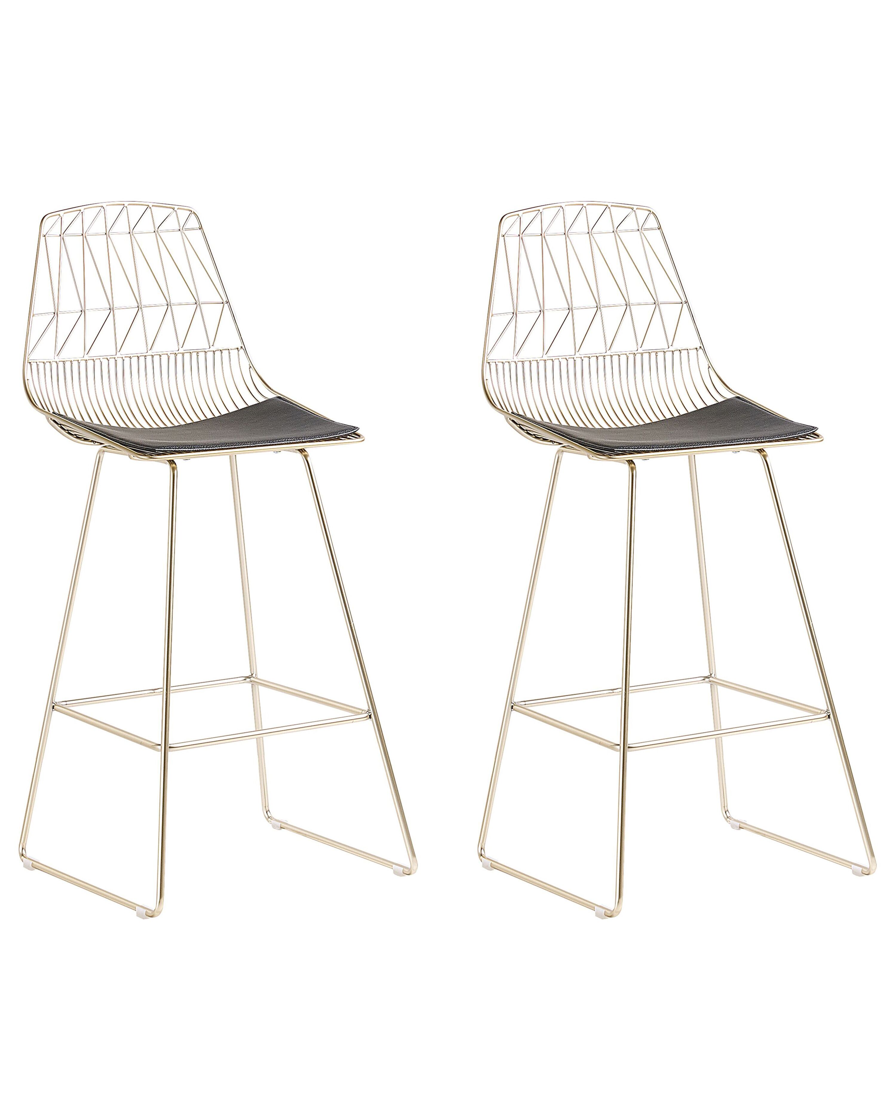 Set of 2 Bar Chairs PRESTON Metal Gold