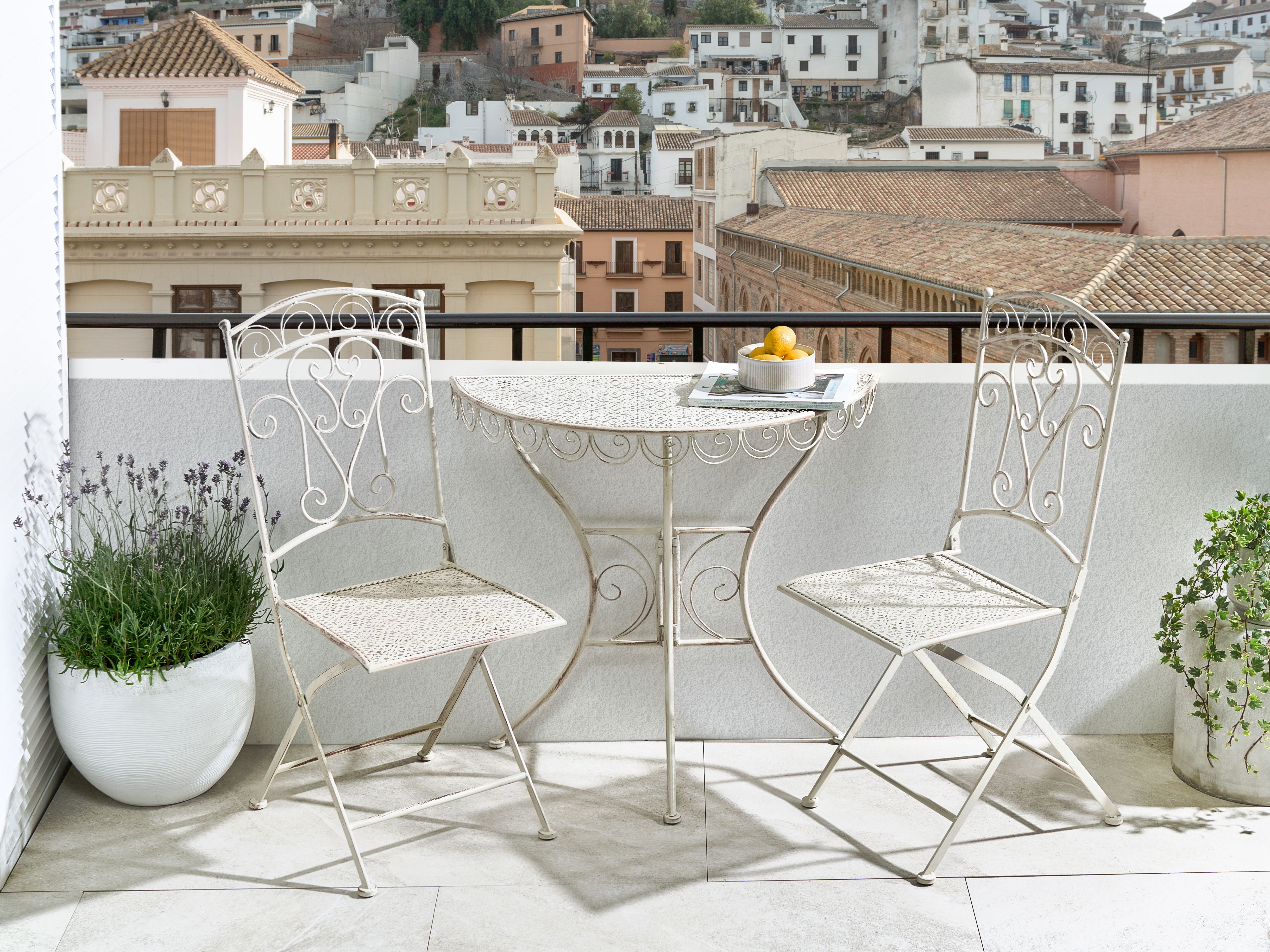 Bistro Table JUINA 80 cm 36 cm Metal Light Beige