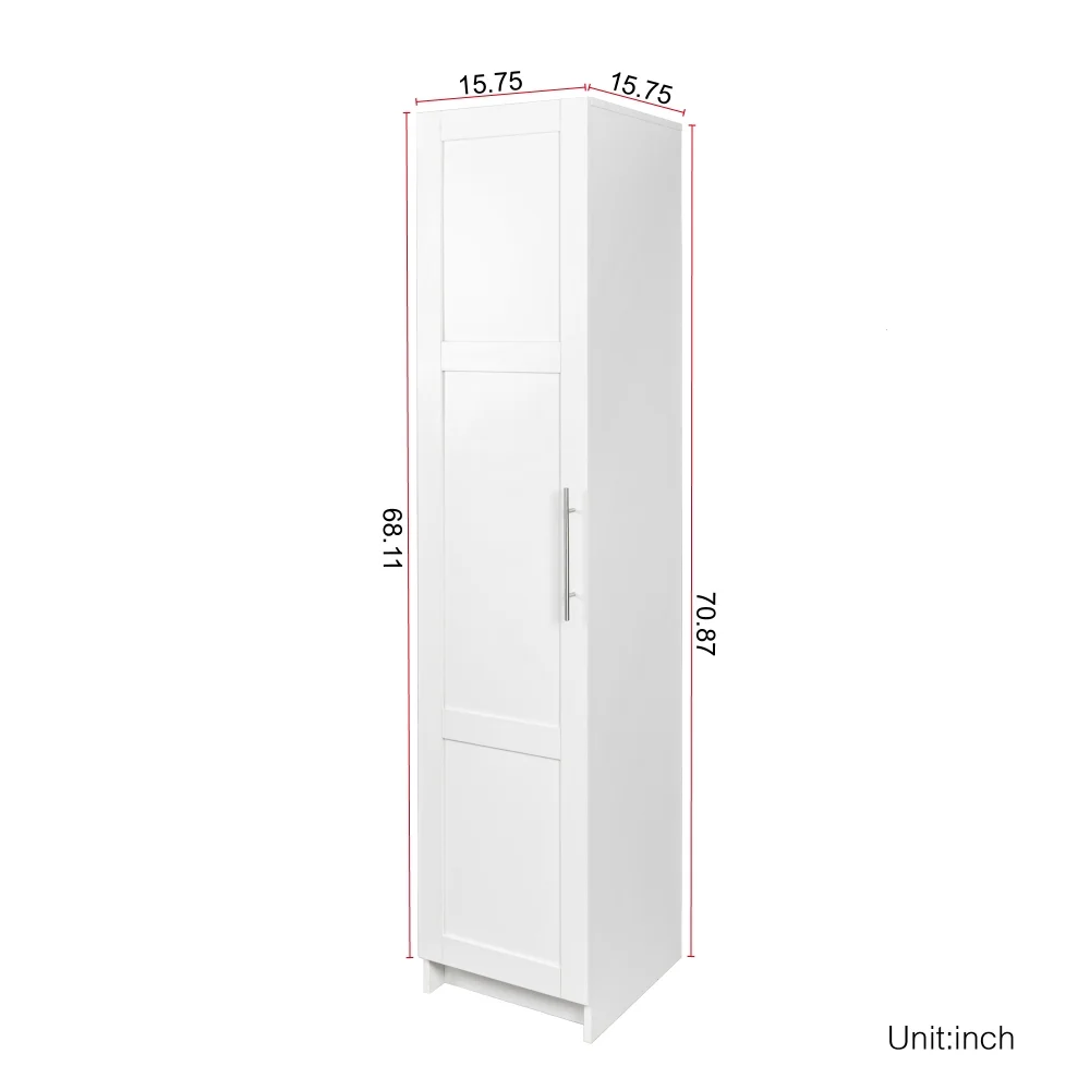 Stackable Wall Cabinet,Solid Wood Storage Cabinet with Adjustable Shelves and Doors,Console Table Side Table for Hallway,Sideboard Buffet Cupboard for Kitchen, 15.75" D x 15.75" W x 70.87" H, White - Image 12