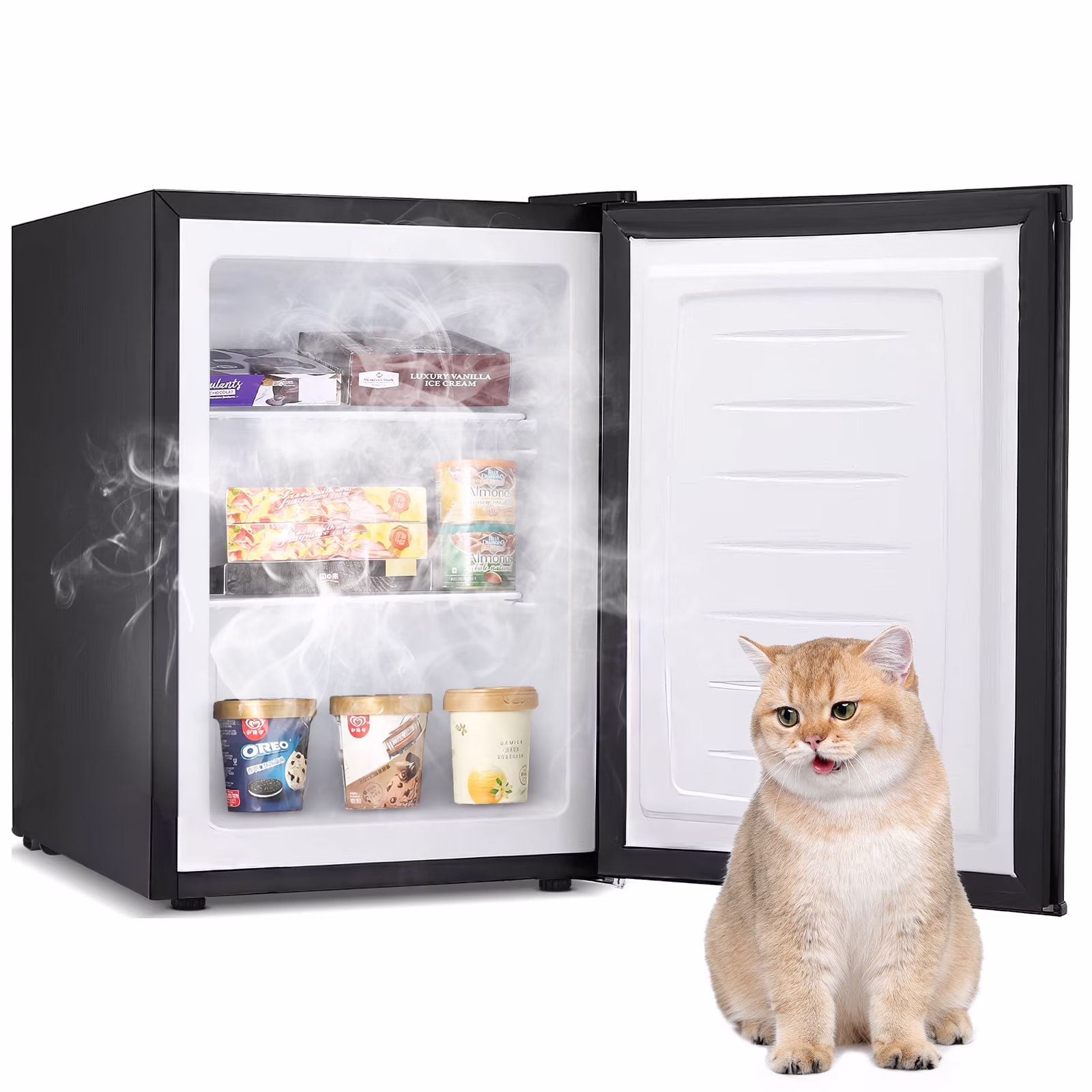 Auseo Mini Freezer Countertop, Energy Saving 2.6 Cu.ft, Single Door Compact Upright Freezer with Reversible Door for Home/Office/Kitchen-White - Image 3