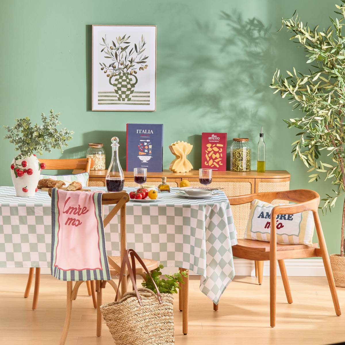 Tablecloth "Della Pasta" 300x150 cm, Celadon Green