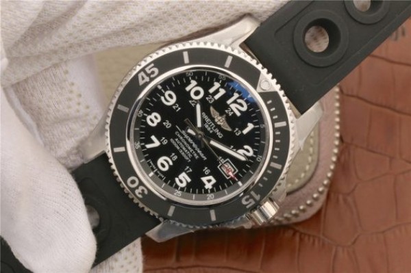 Replica Breitling SuperOcean  II 44mm GF Black Dial Black Rubber Strap A2824 - Elite Watch Atelier