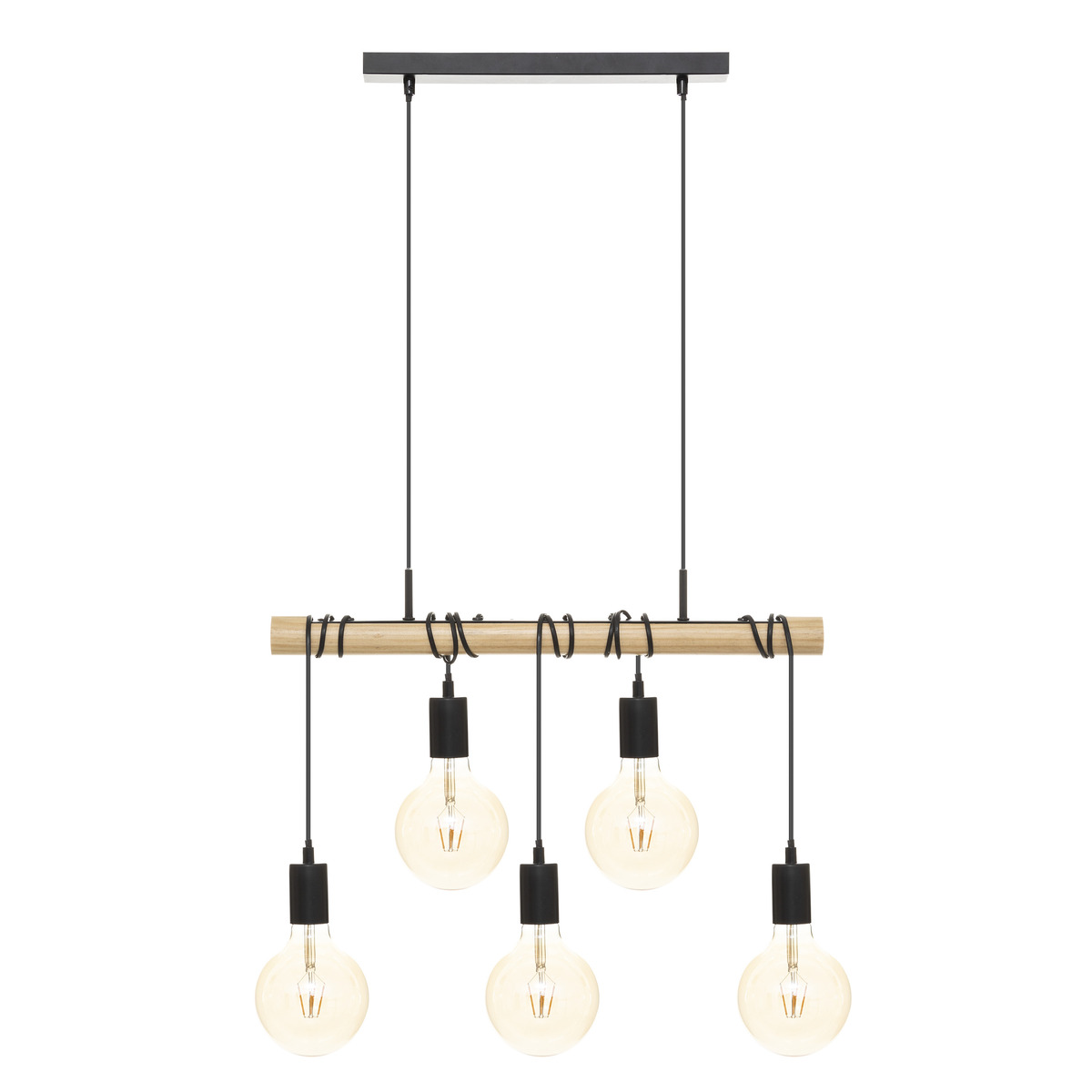 Suspension lamp "Jake" Black metal, H.120 cm