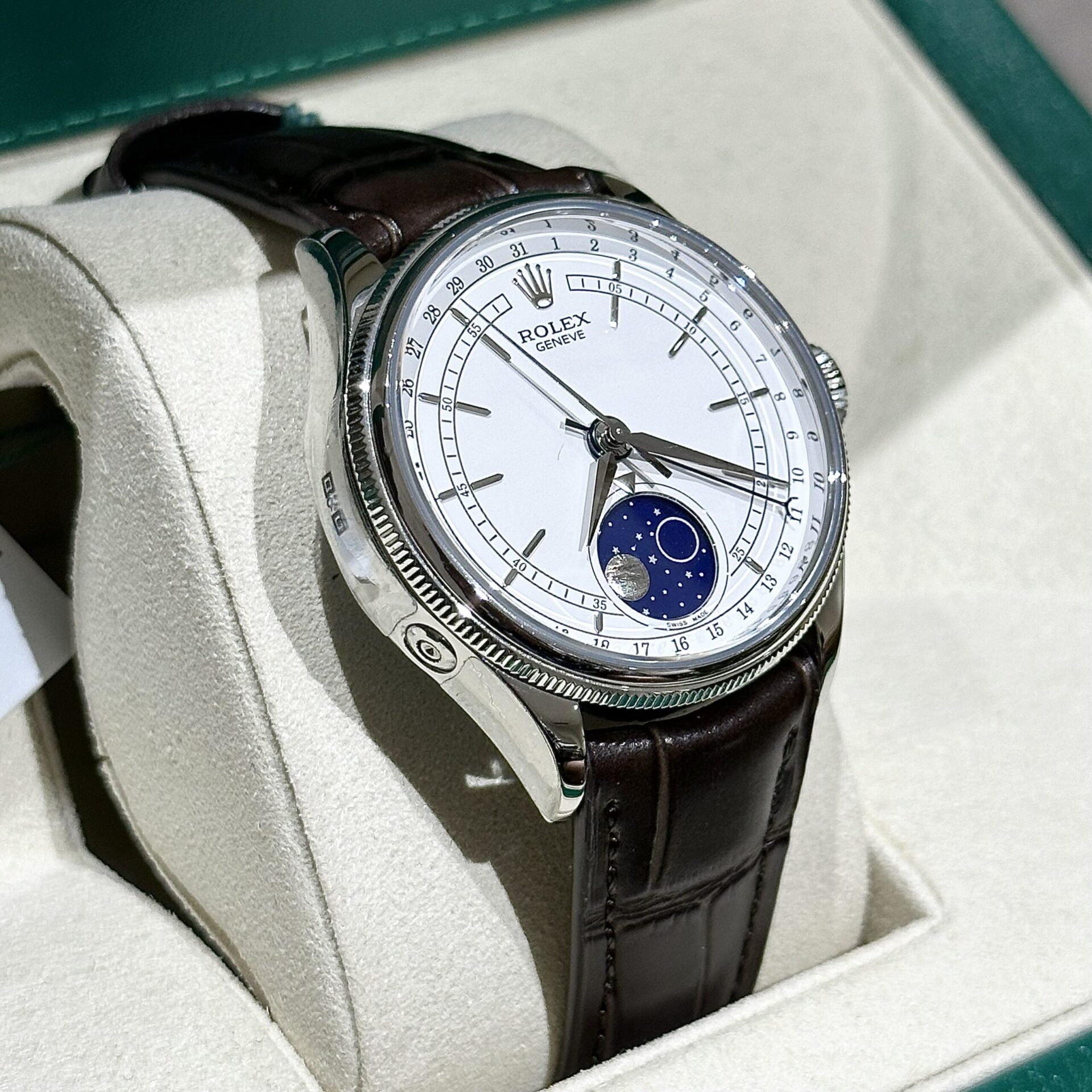Rolex Replica 1:1 Watch Cellini Moonphase 50535 Brown Leather Strap 39mm - Top club