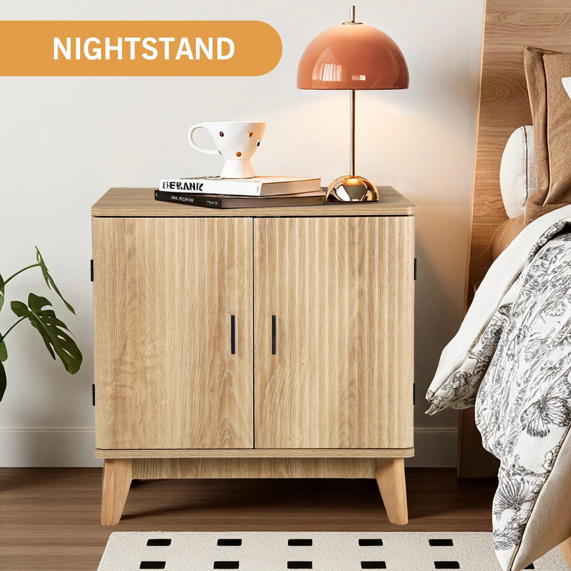 YOCWO Fluted Nightstand for Bedroom Set of 2 , Wood Bedside Table Set of 2 with Drawers, Black - Image 70