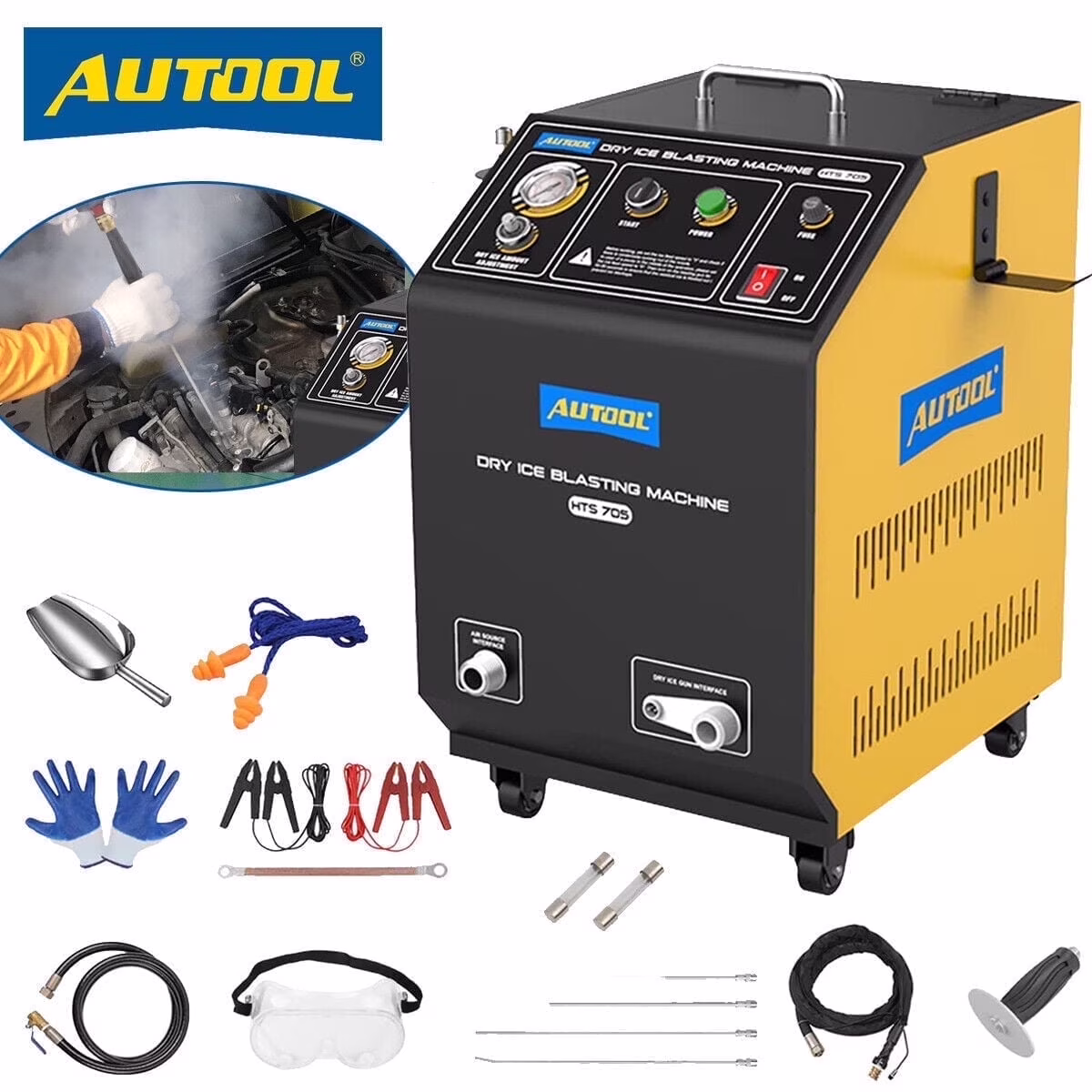 AUTOOL HTS558 Walnut Sand Carbon Deposition Clean Machine Walnut Shell Media Powder Sandblasting Machine Automotive Engine Intake Pipe Valve De-Carbon Cleaning Machine for Rust Grime Paint Removing - Image 7