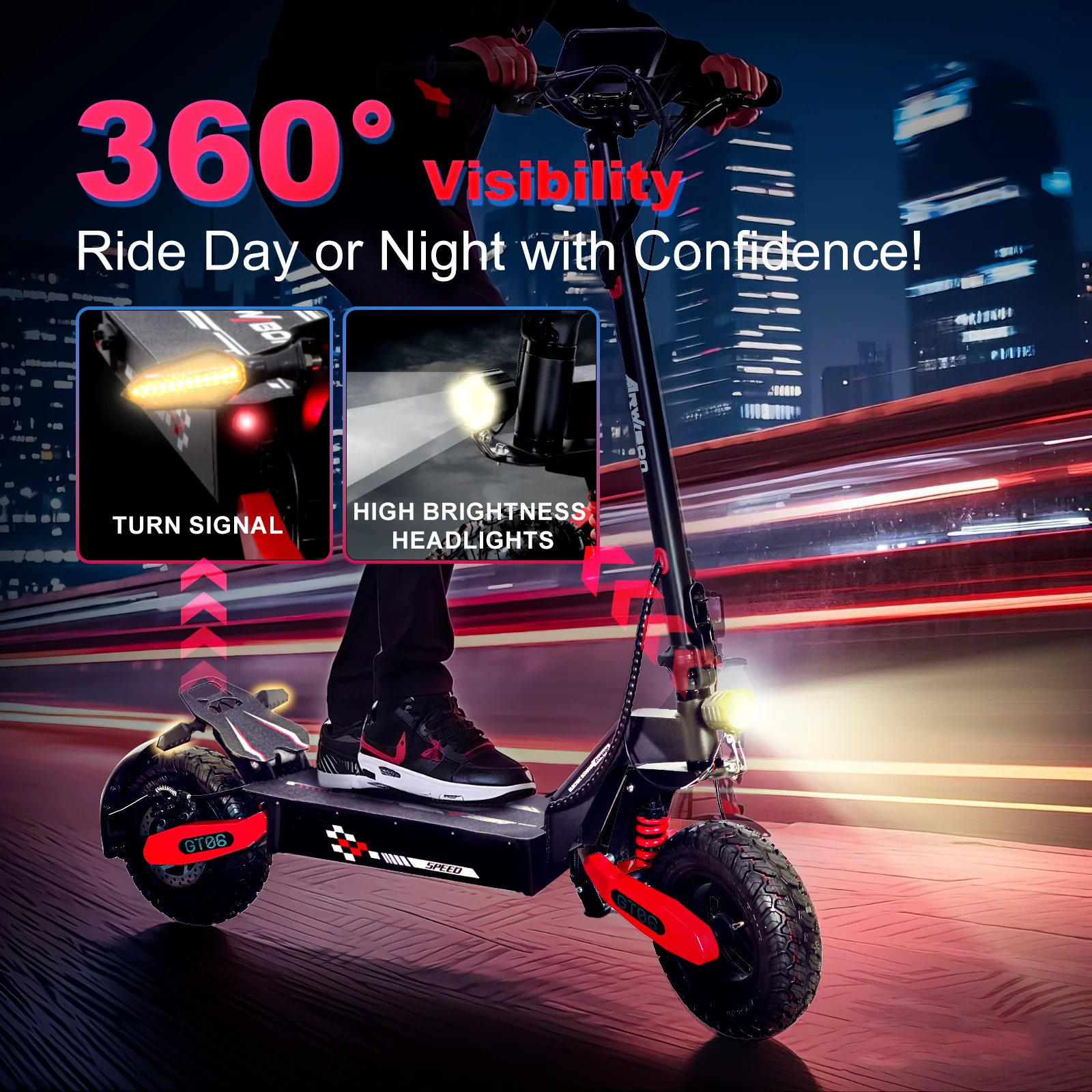 Off Road Electric Scooter for Adults, 1200W Motor Fast E Scooter, Up to 28MPH Top Speed & 20Miles Long Range, 11" Off-Road Tires, 330lbs MAX Load, Foldable - Image 26