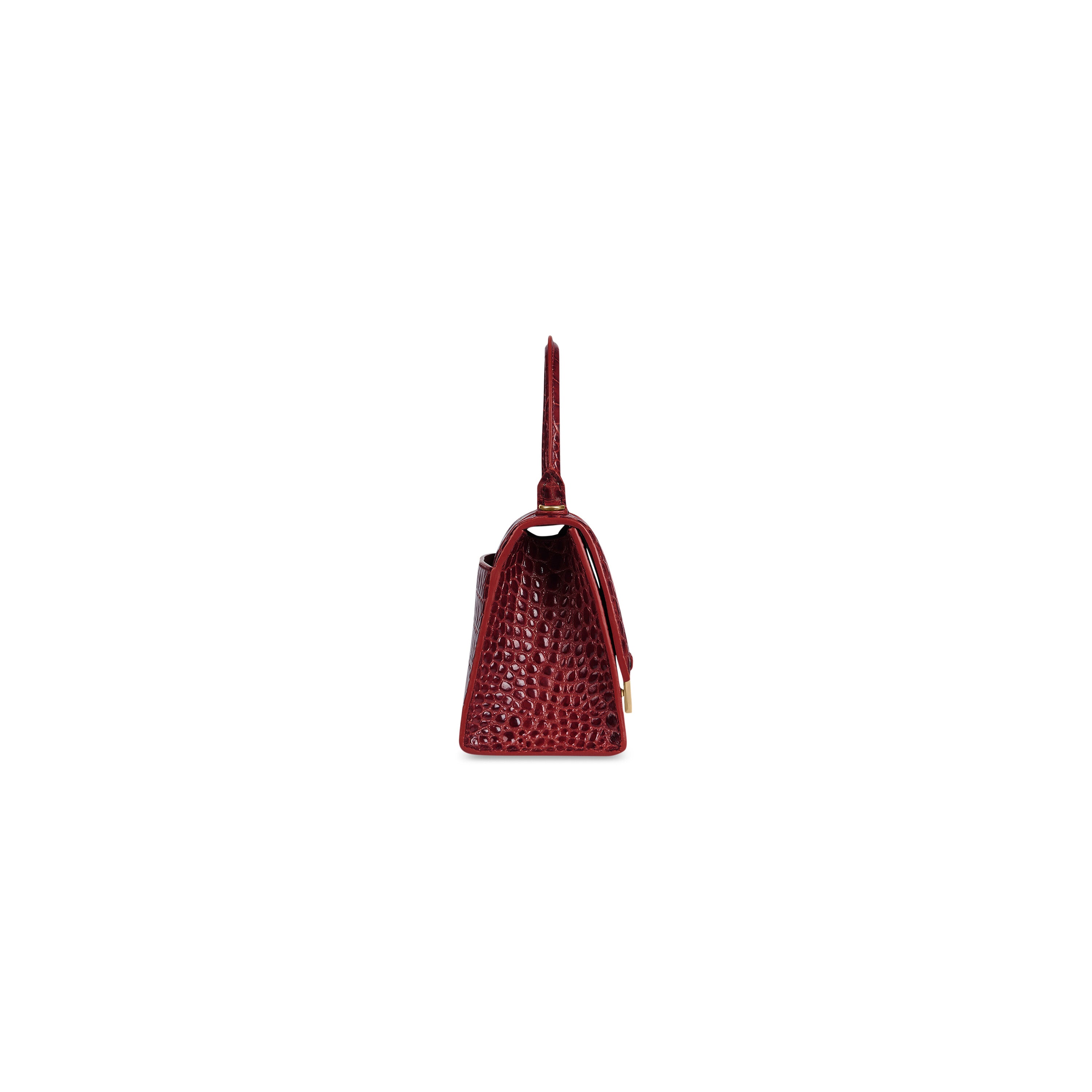 WOMEN'S HOURGLASS SMALL HANDBAG CROCODILE EMBOSSED IN DARK RED - Replicaclubs