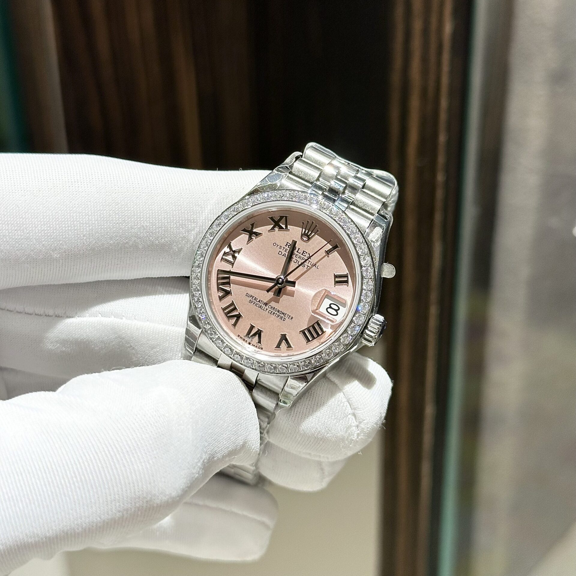 Rolex Rep 11 Watch DateJust Women s With Stone Bezel Jubilee Strap EW 31mm - Elite Watch Atelier