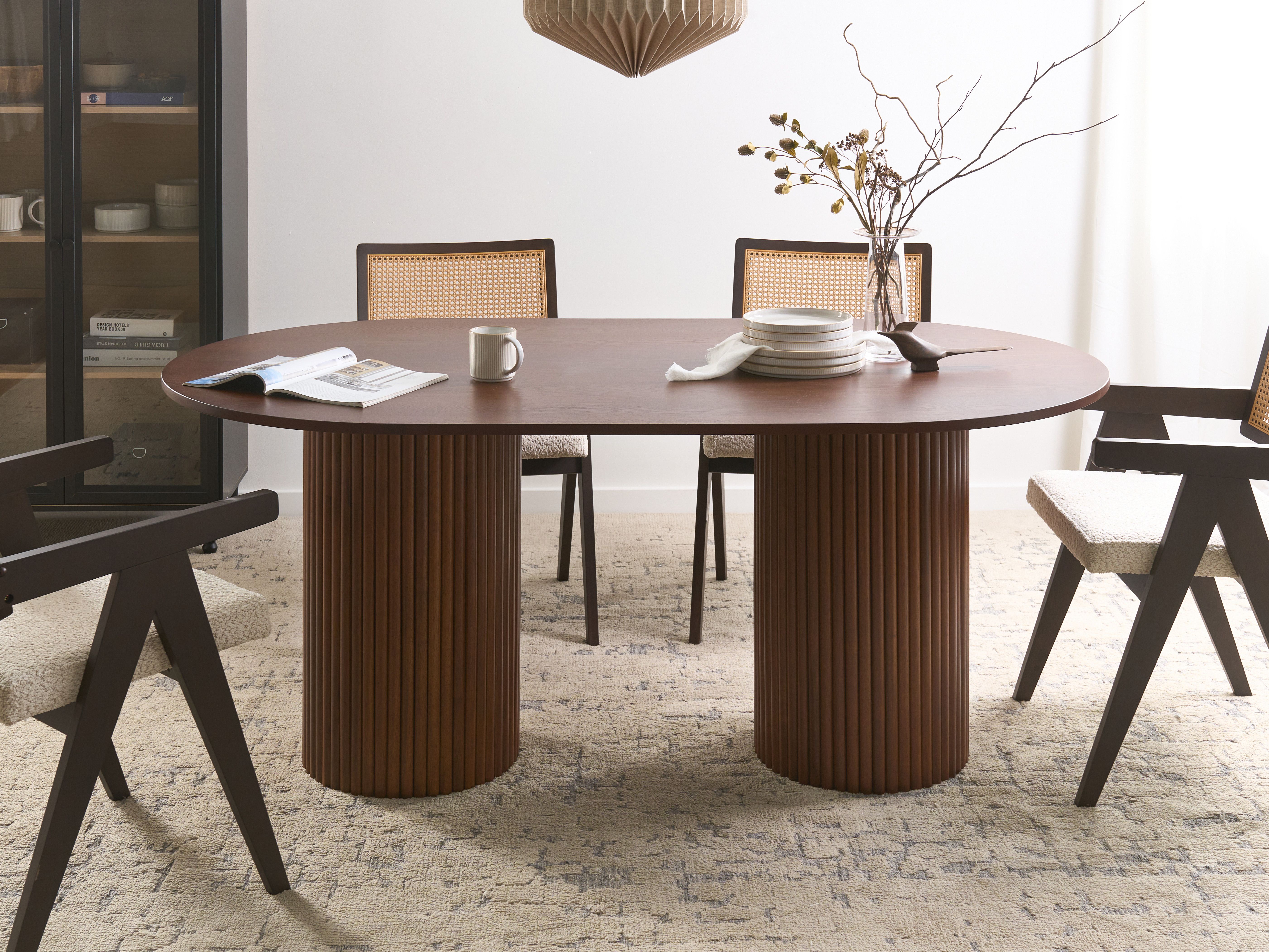 Dining Table SHERIDAN Dark Ash Wood 180 cm 100 cm