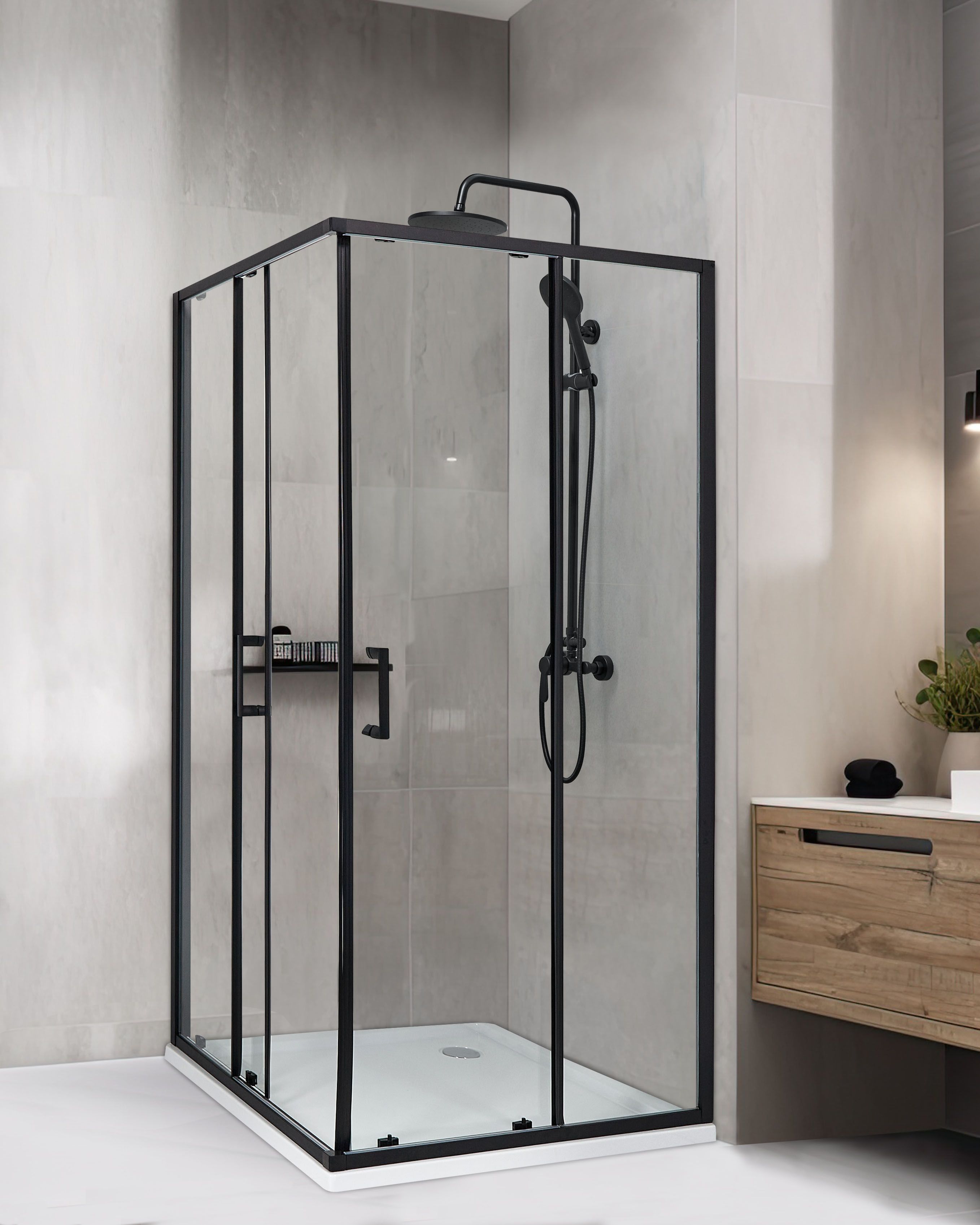Shower Enclosure TELA 900 x 900 x 1850 mm Black