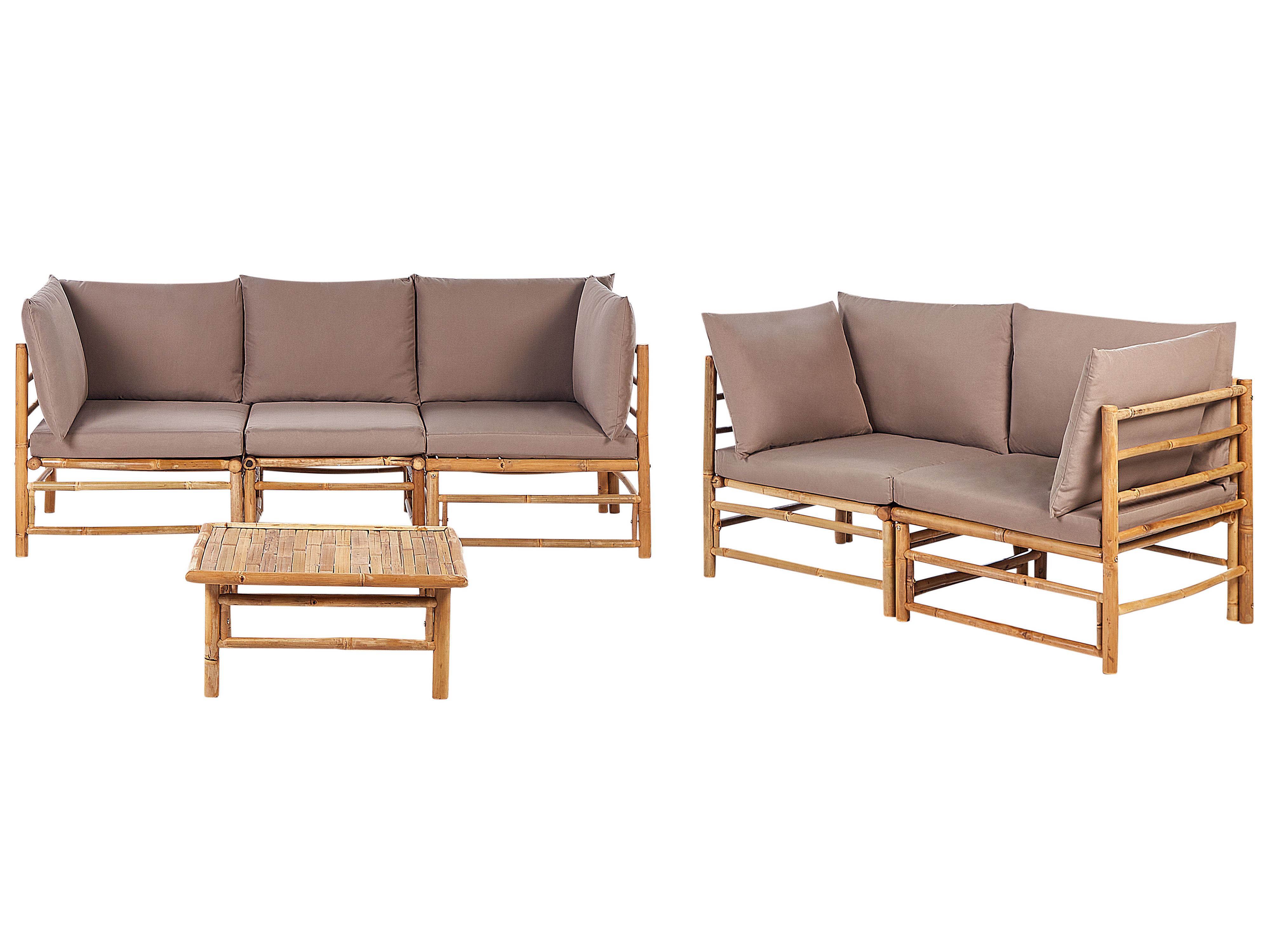Garden Lounge Set with Table 5 Seater CERRETO Bamboo Taupe
