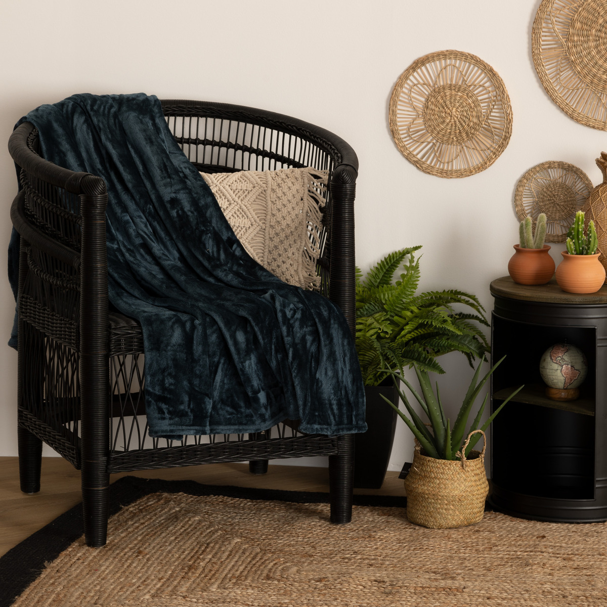 Flannel plaid Aegean Blue, 125x150 cm