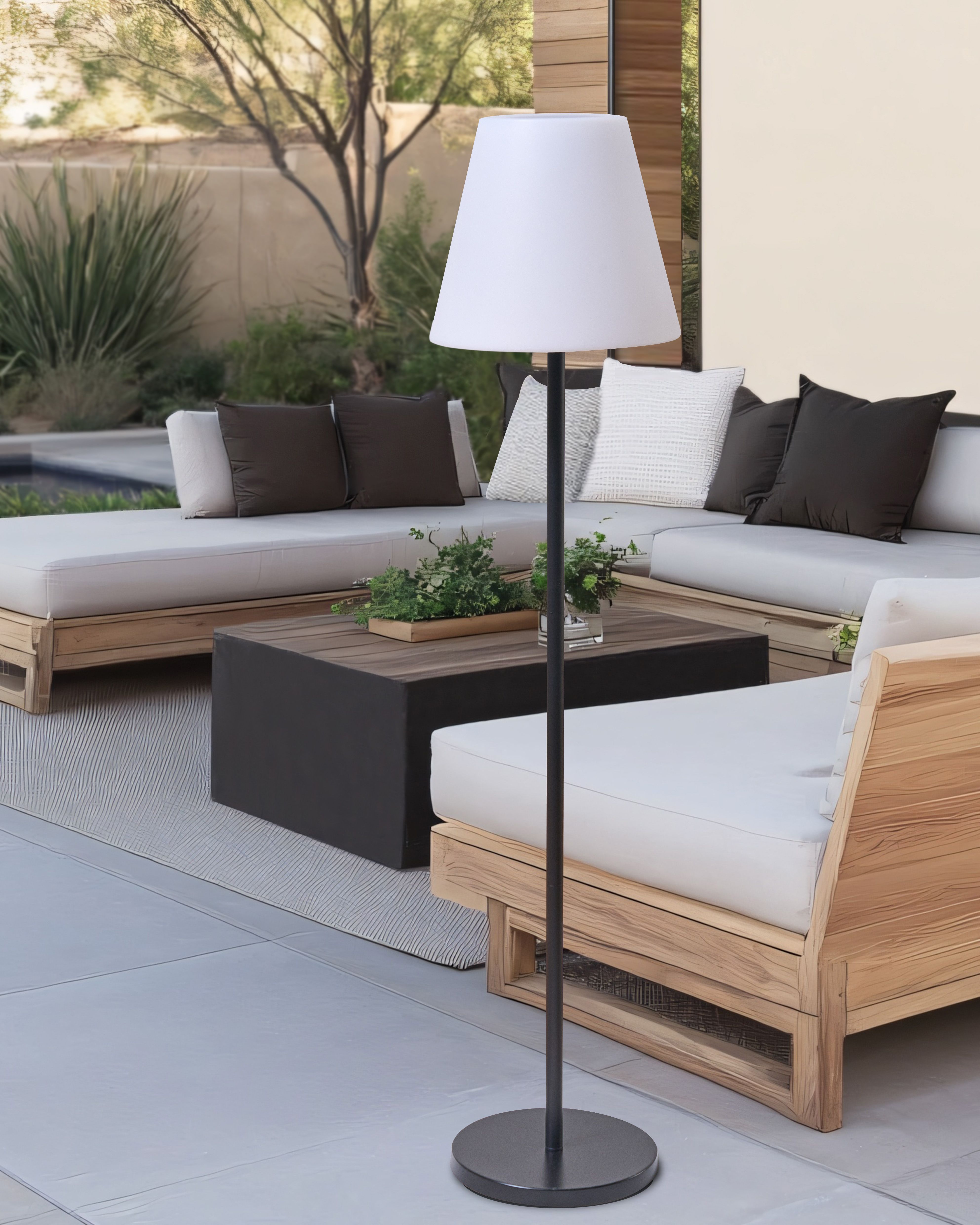 Solar Outdoor LED Floor Lamp FONESCA with Remote White