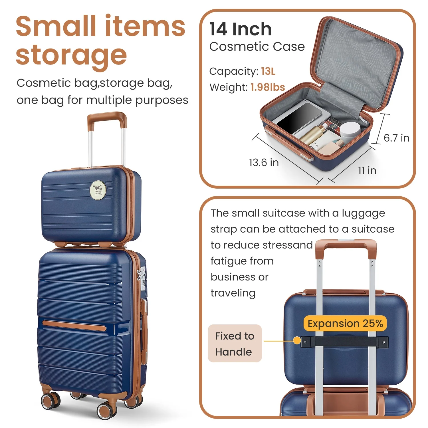 4 Piece Luggage Set, Expandable Lightweight Suitcase Set, PP Materials Travel Luggage with TSA Lock Spinner Wheels, White (14/20/24/28) - Image 18
