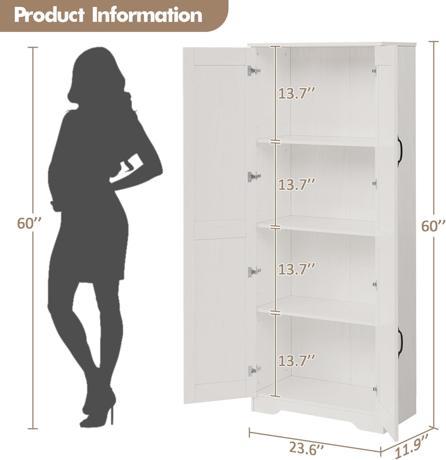 IDEALHOUSE Tall Pantry Cabinet, 60