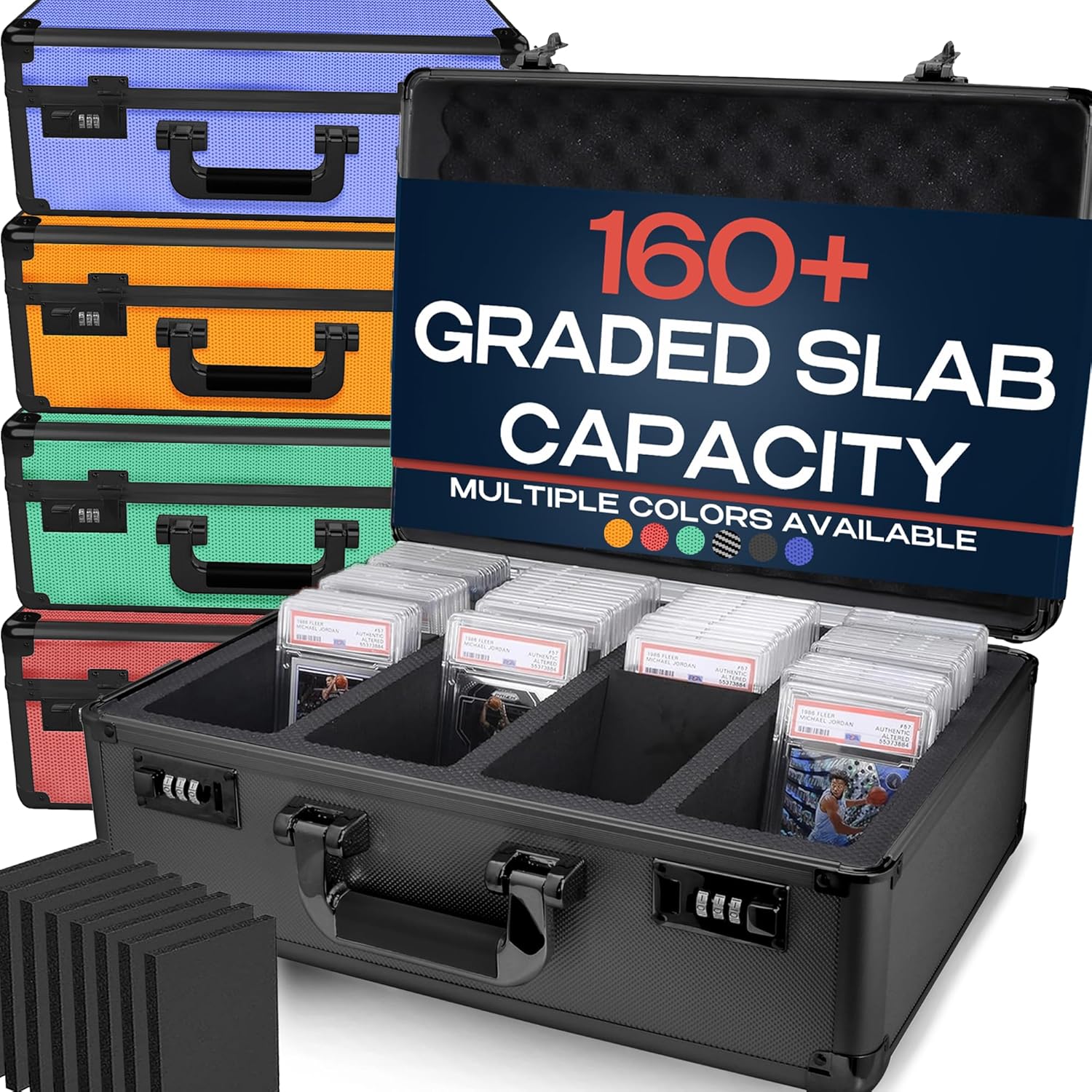VALUN 160+ 4 ROW Graded Card Storage Box; Durable Sports, PSA Card Storage Box - Organizer Slab for Your Collection - For Baseball, Football, TCG, MTG Cards - Top Loader Design